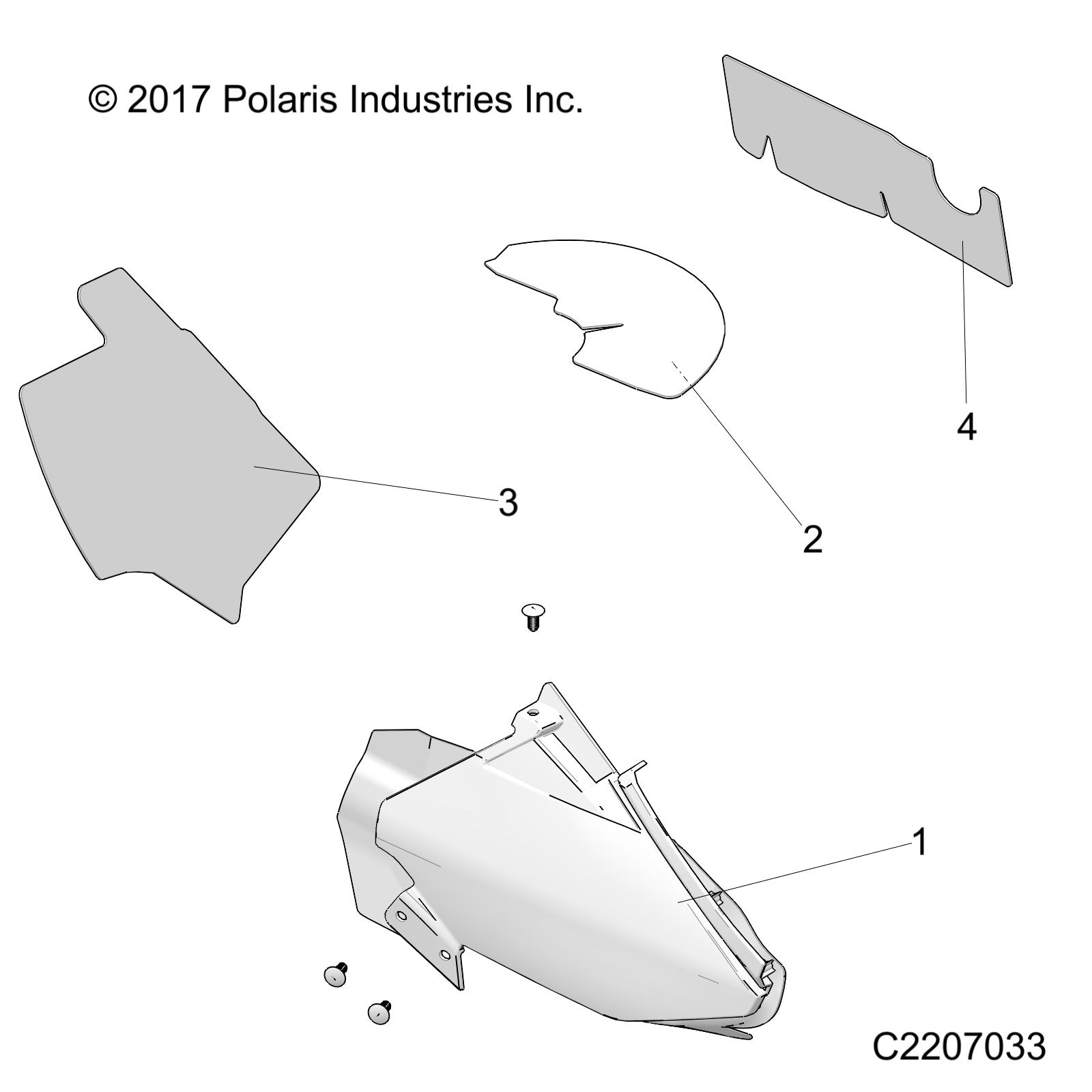 BODY PANELS, THERMAL SHIELDS - A-17-01-A Applies to 2015-2016 Sportsman 850/1000 Touring Models AFTER Safety Recall A-17-01-A has been completed.  (C2207033)