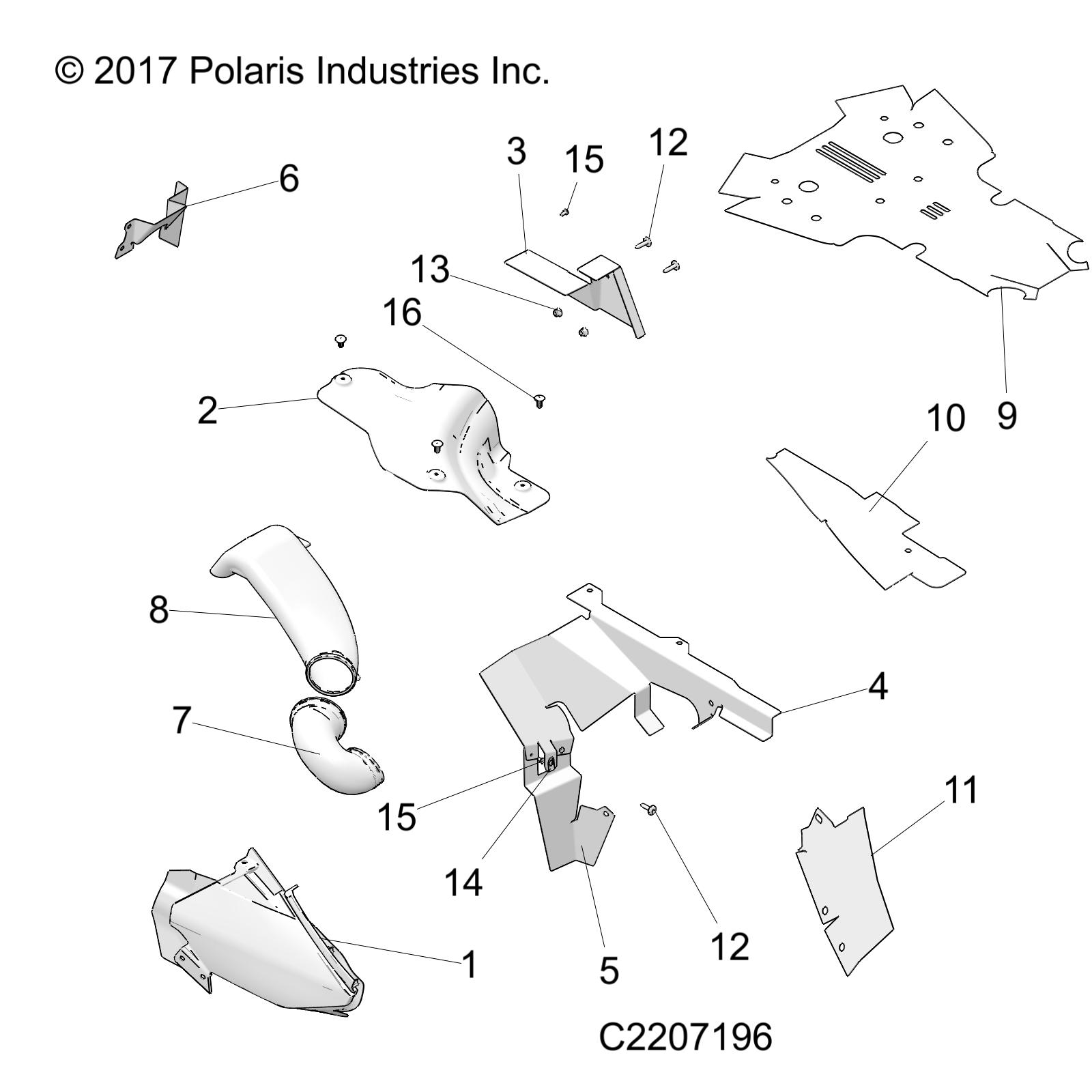 BODY PANELS, THERMAL SHIELDS - A-17-01-C Applies to 2015-2016 Sportsman 850 1-UP Models AFTER Safety Recall A-17-01-C has been completed. (C2207196)