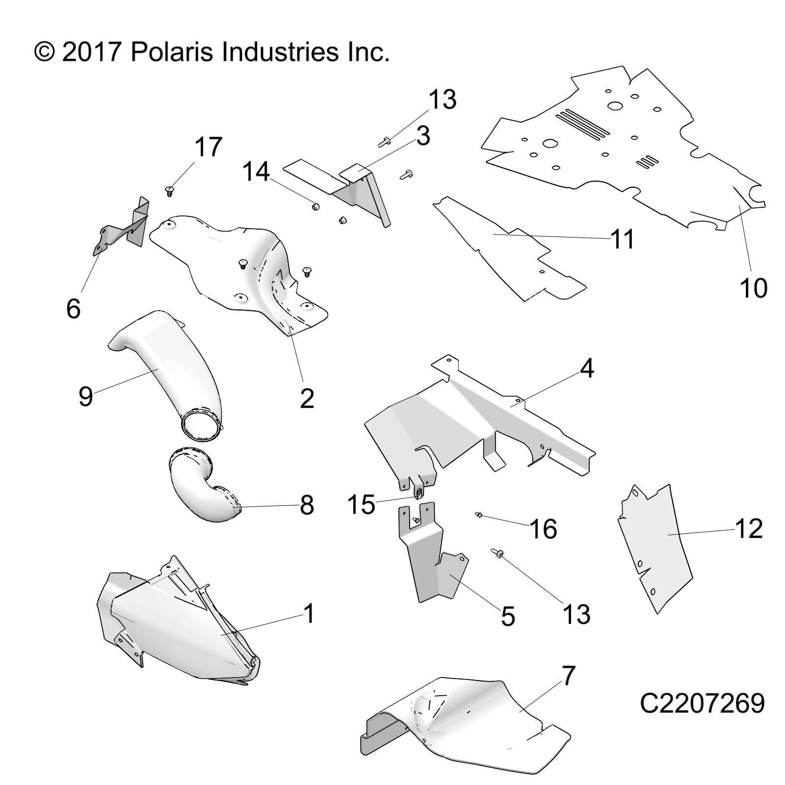 BODY PANELS, THERMAL SHIELDS - A-17-01-D/E Applies to 2015-2016 Sportsman 1000 1-UP Models AFTER Safety Recall A-17-01-D/E has been completed where applicable.  (C2207269)