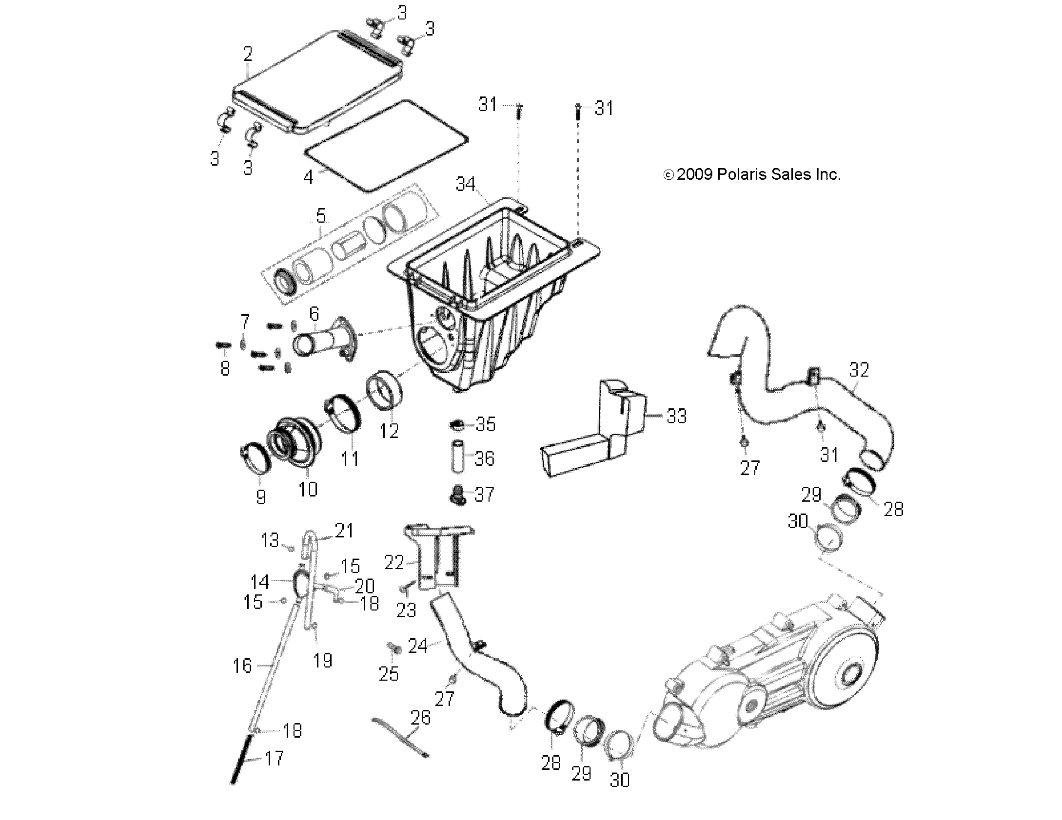 ENGINE, AIR INTAKE SYSTEM - A17YAP20N8 (49ATVAIRBOX10PHX)