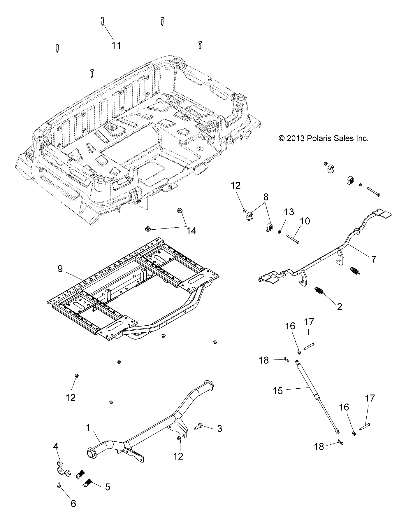 BODY, REAR BOX FRAME AND PIVOT - A14MX5ETH (49ATVBOX14570UTE)