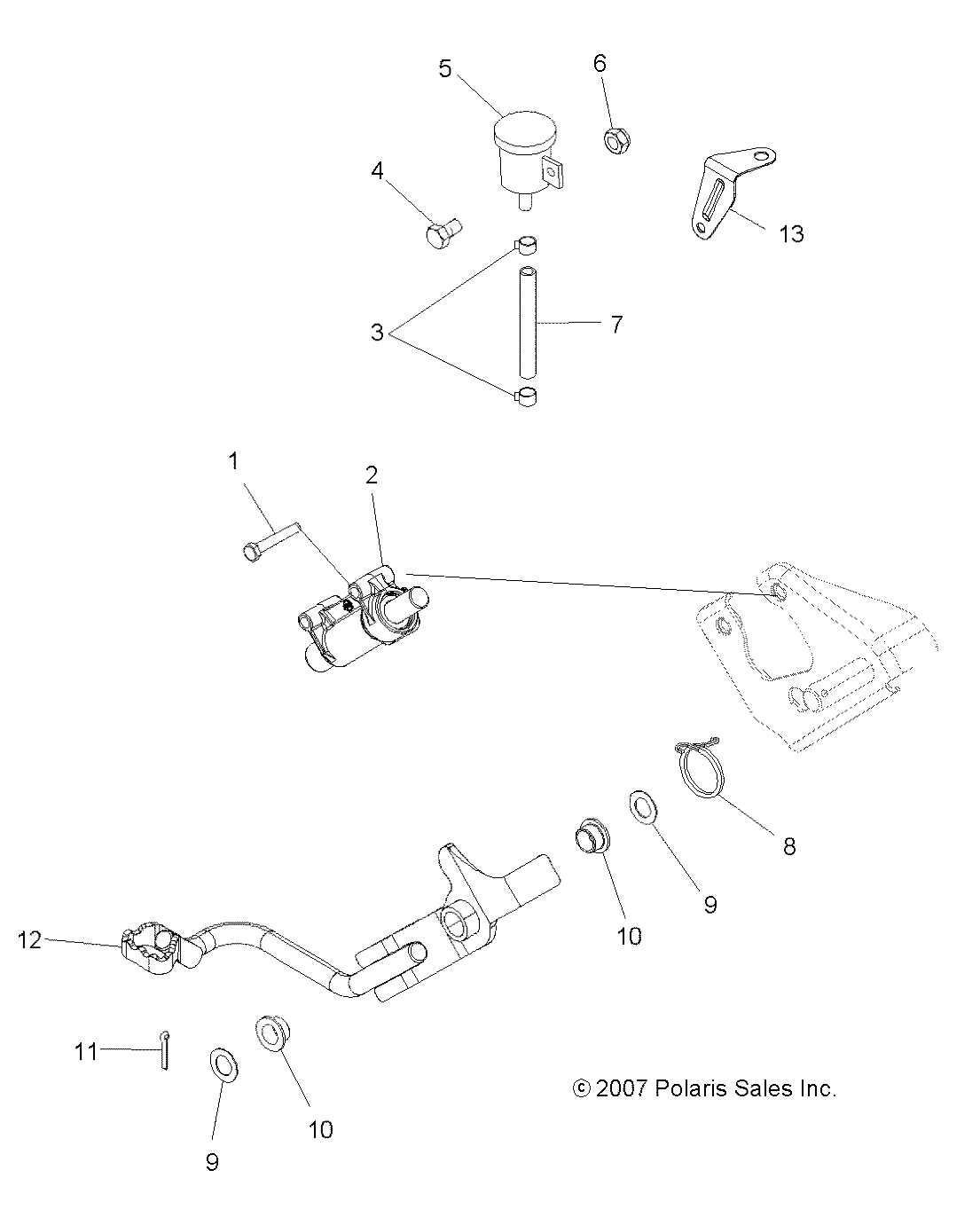 BRAKES, BRAKE PEDAL and REAR MASTER CYLINDER - A09LH27AX/AZ (49ATVBRAKEFOOT08SP300)