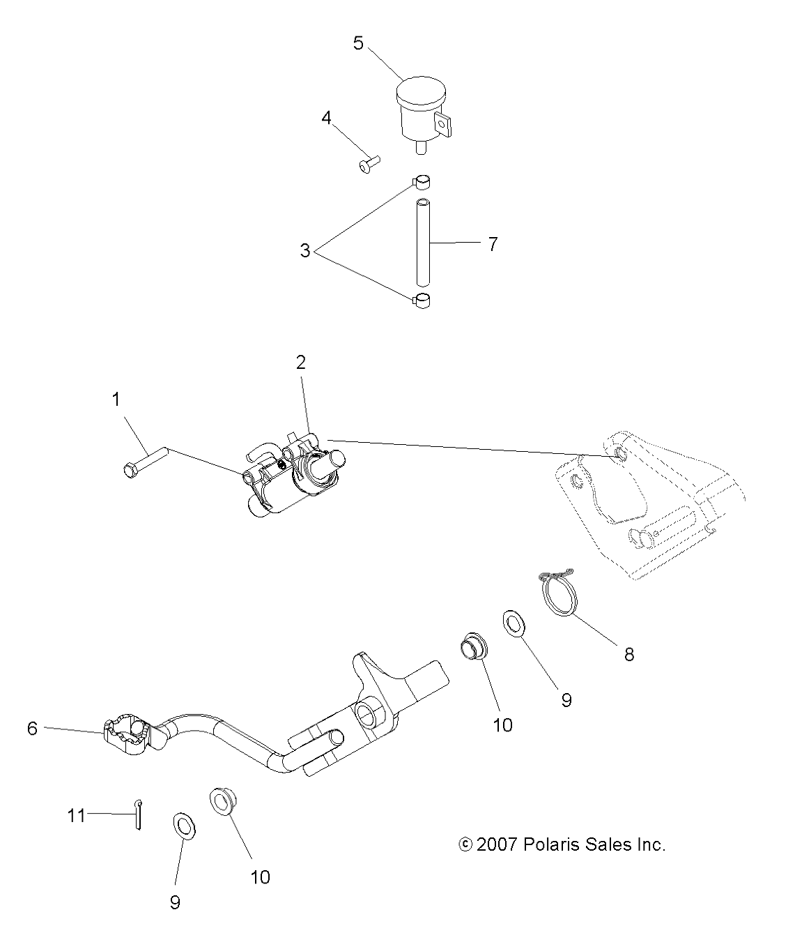 BRAKES, BRAKE PEDAL and REAR MASTER CYLINDER - A09LH46AQ/AX/AZ (49ATVBRAKEFOOT08SP400)