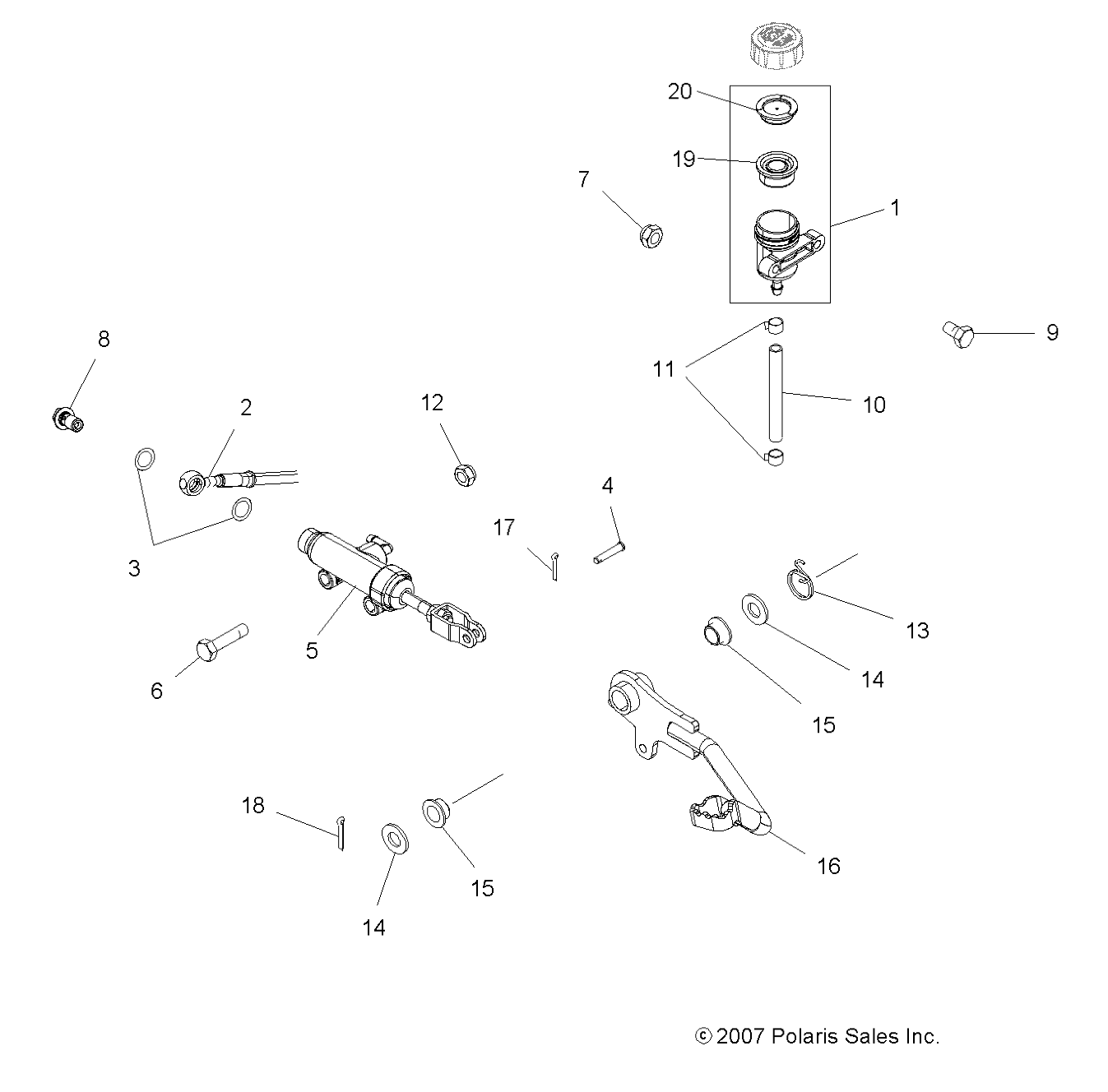 BRAKES, FOOT PEDAL and MASTER CYLINDER - A08DN76FC (49ATVBRAKEFOOT08SPTRG800I)