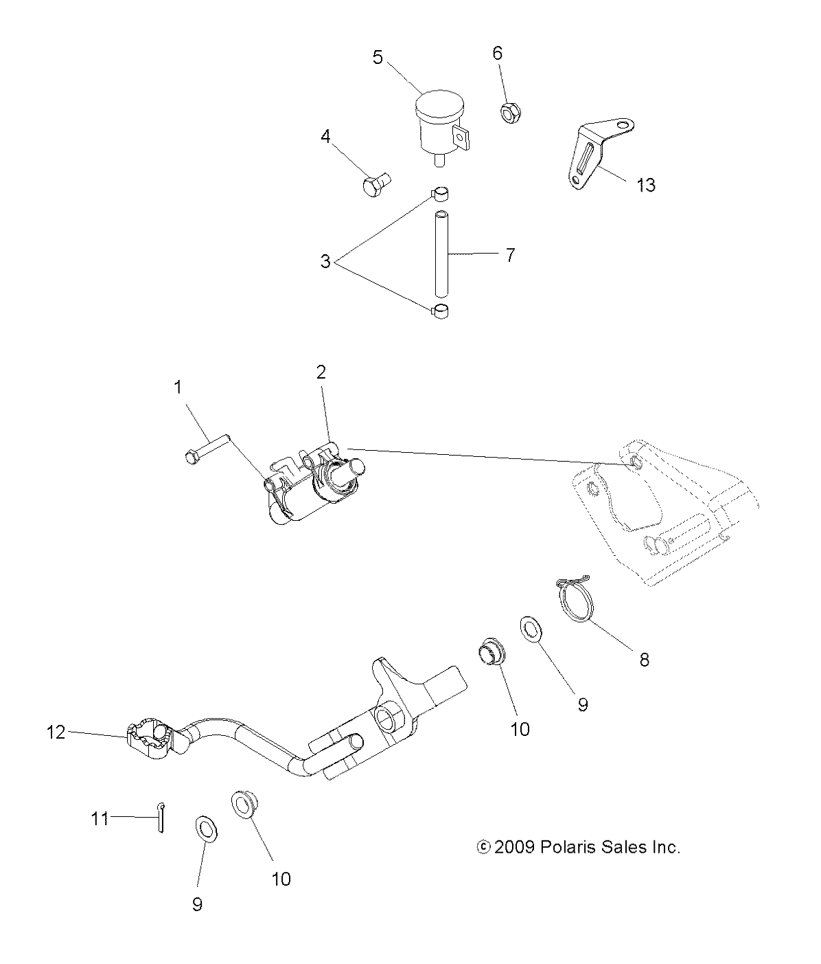 BRAKES, BRAKE PEDAL and REAR MASTER CYLINDER - A10LH27AX/AZ (49ATVBRAKEFOOT10HAWK)