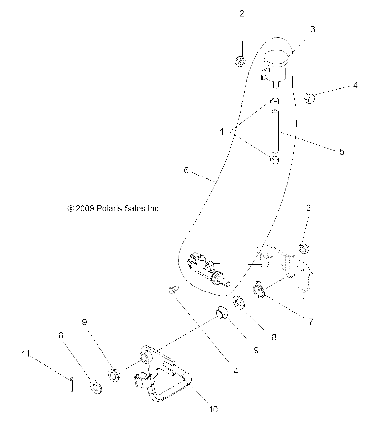 BRAKES, PEDAL and REAR MASTER CYLINDER - A10MH50AJ/AX/AZ (49ATVBRAKEFOOT10SP500)