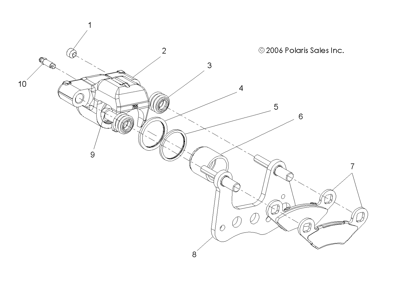 BRAKES, BRAKE CALIPER, FRONT (Built 11/10/09 and Before) - A10MN50ET (49ATVBRAKEFRT075EFIIN)