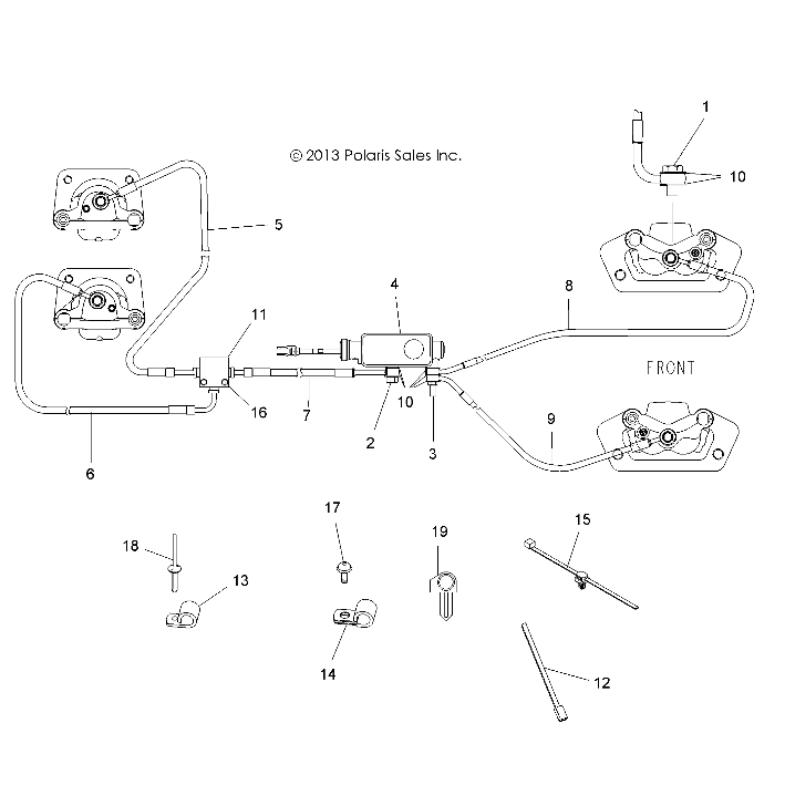 BRAKES, BRAKE LINES AND MASTER CYLINDER - A14BH33FJ (49ATVBRAKELINE14325)