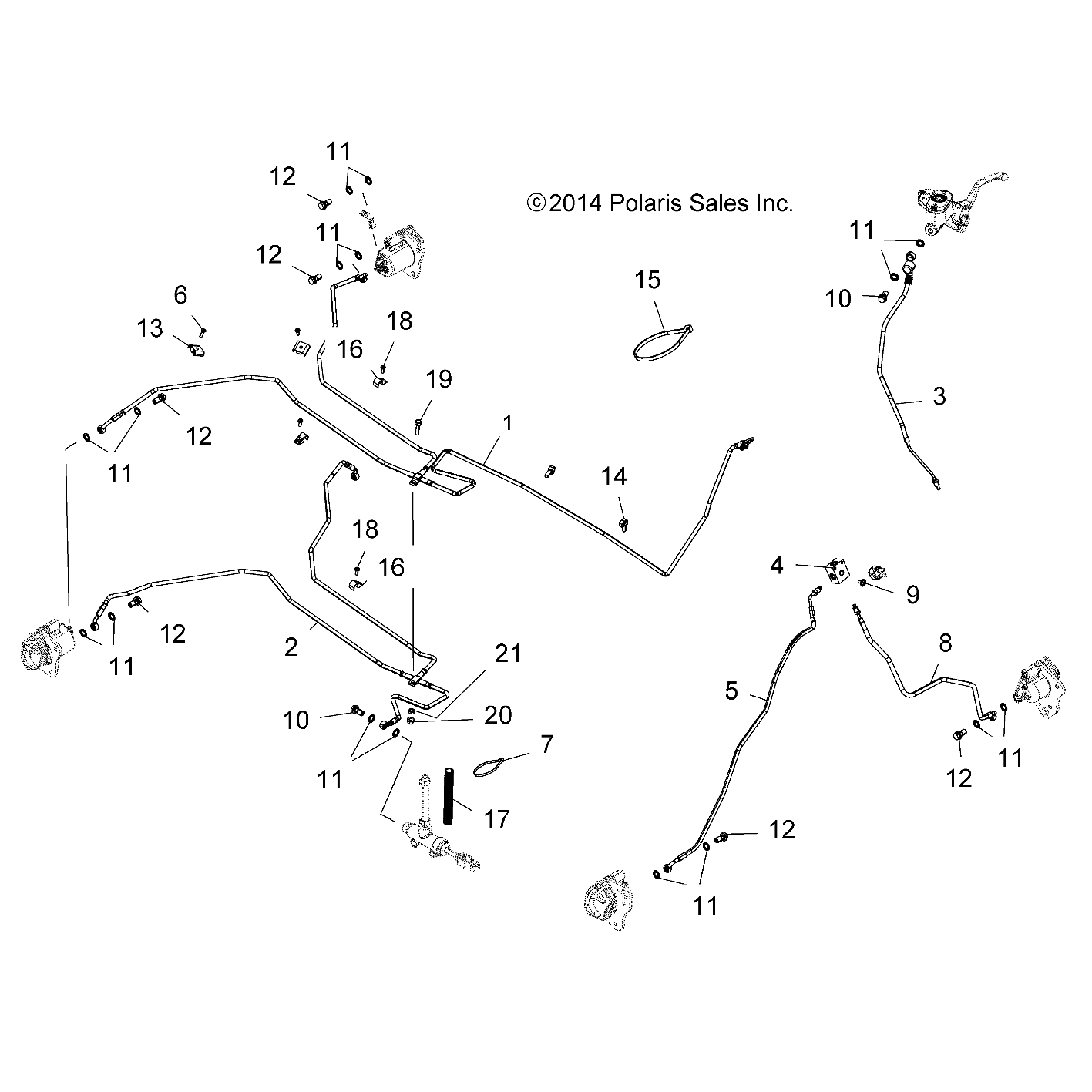 BRAKES, BRAKE LINES - A16SWE57A1/A7 (49ATVBRAKELINE15570X2)