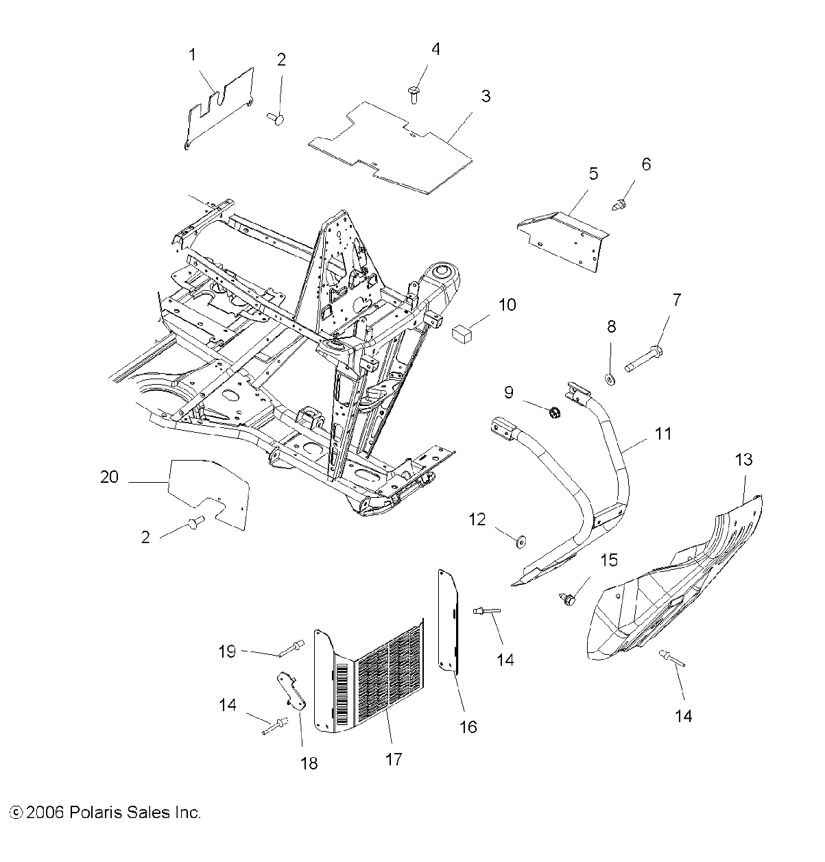 BUMPER, FRONT and SHIELDS - A07BA50FA (49ATVBUMPER07SCRMIN)