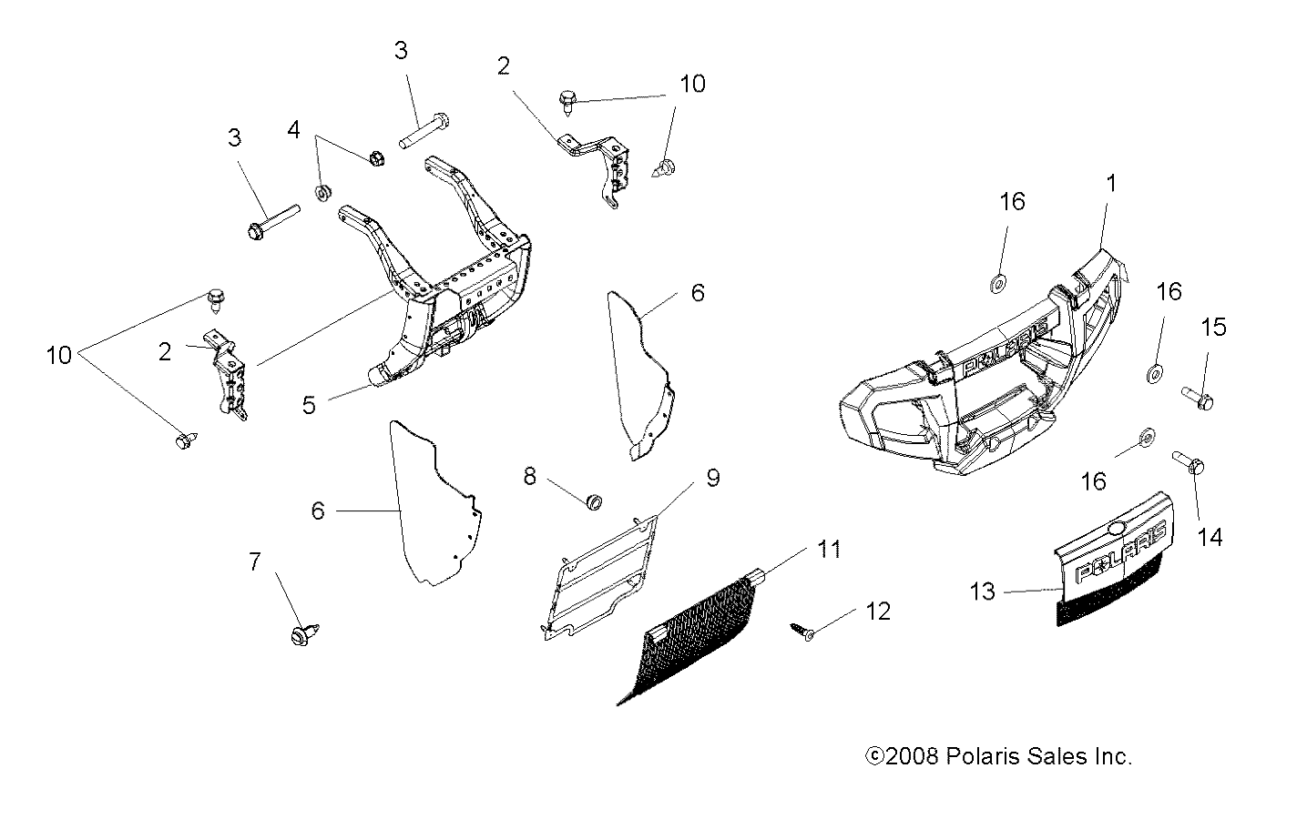 BODY, FRONT BUMPER and MOUNTING - A09MN50ET (49ATVBUMPER09SP500TR)