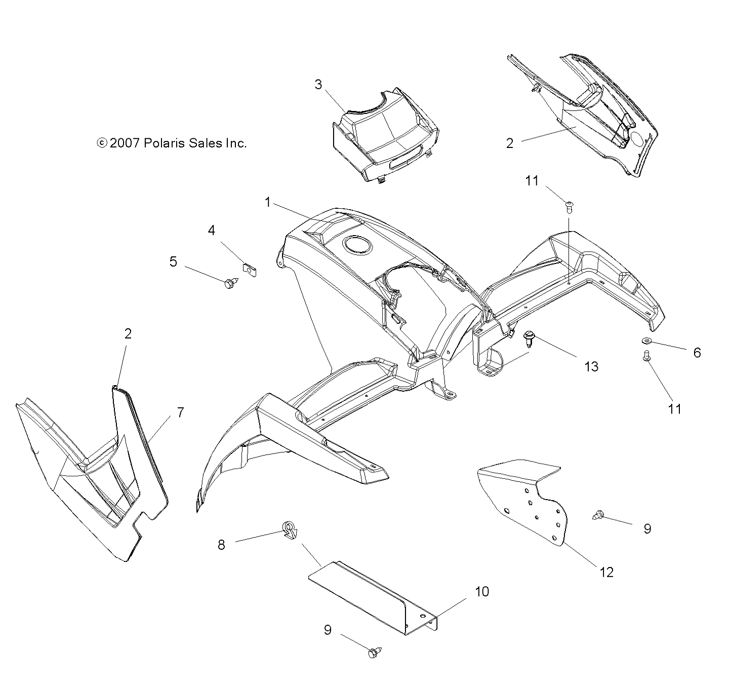 BODY, FRONT CAB and SIDE PANELS - A09MH50AS/AX/AZ (49ATVCAB08SP500)