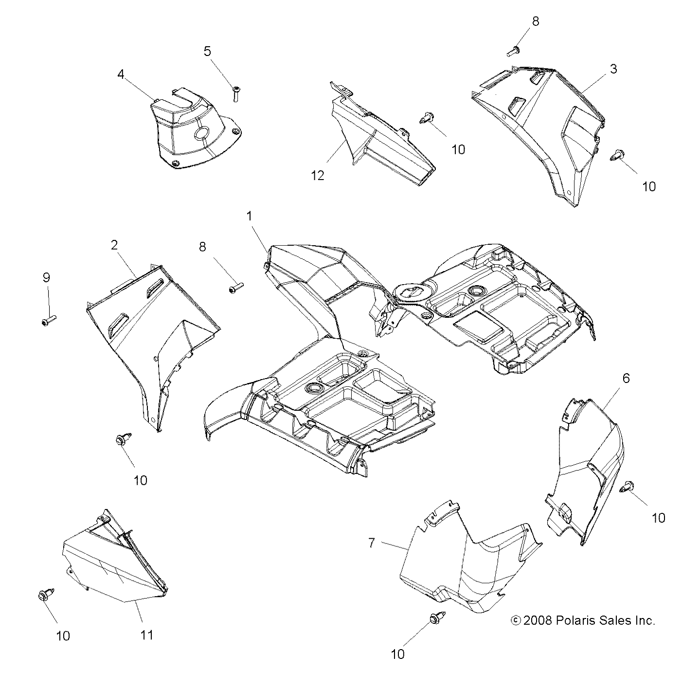 BODY, FRONT CAB - A09ZN85/8X ALL OPTIONS (49ATVCAB09SPXP550)