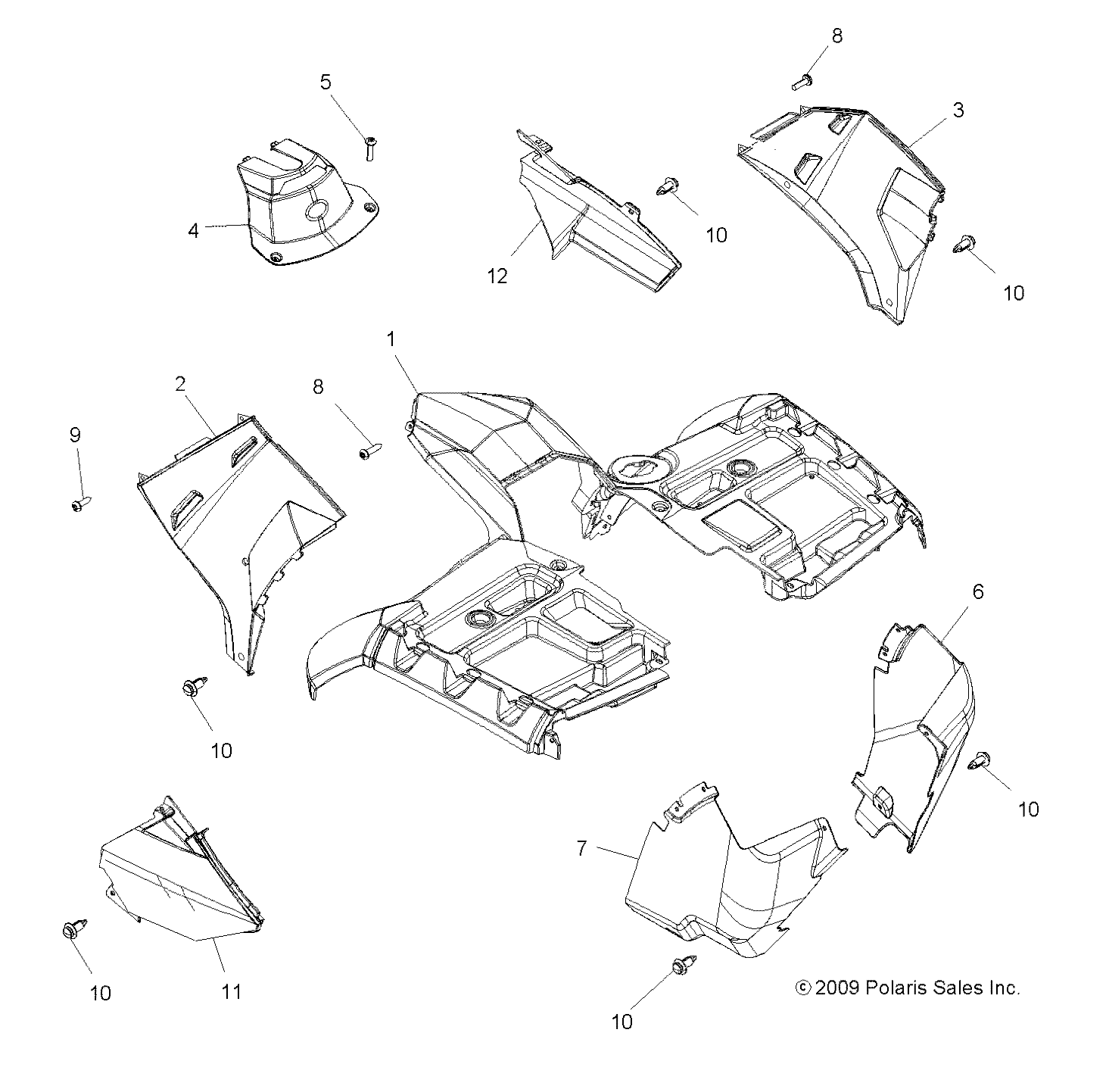 BODY, FRONT CAB - A11DX85AF/AG/AZ (49ATVCAB10SPXP550)