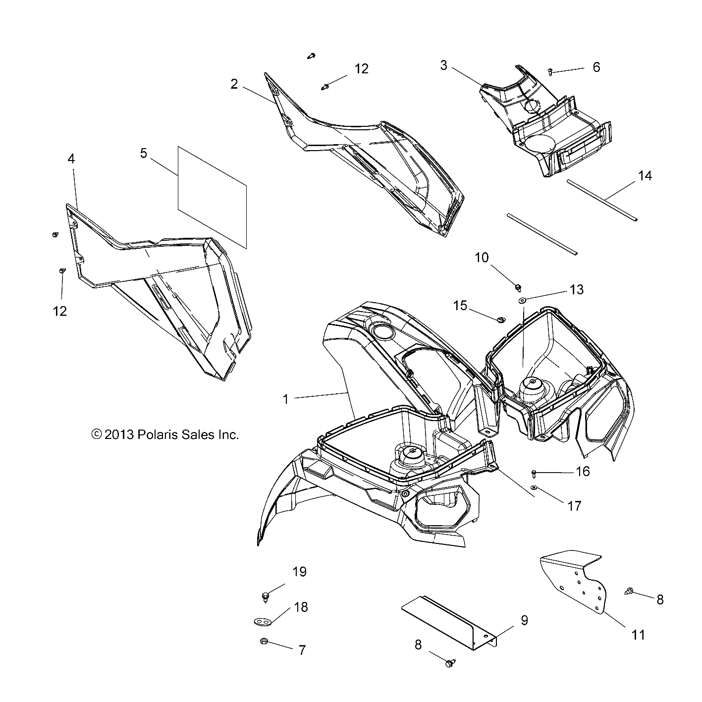 BODY, FRONT CAB and SIDE PANELS - A14MX5ETH (49ATVCAB14570UTE)