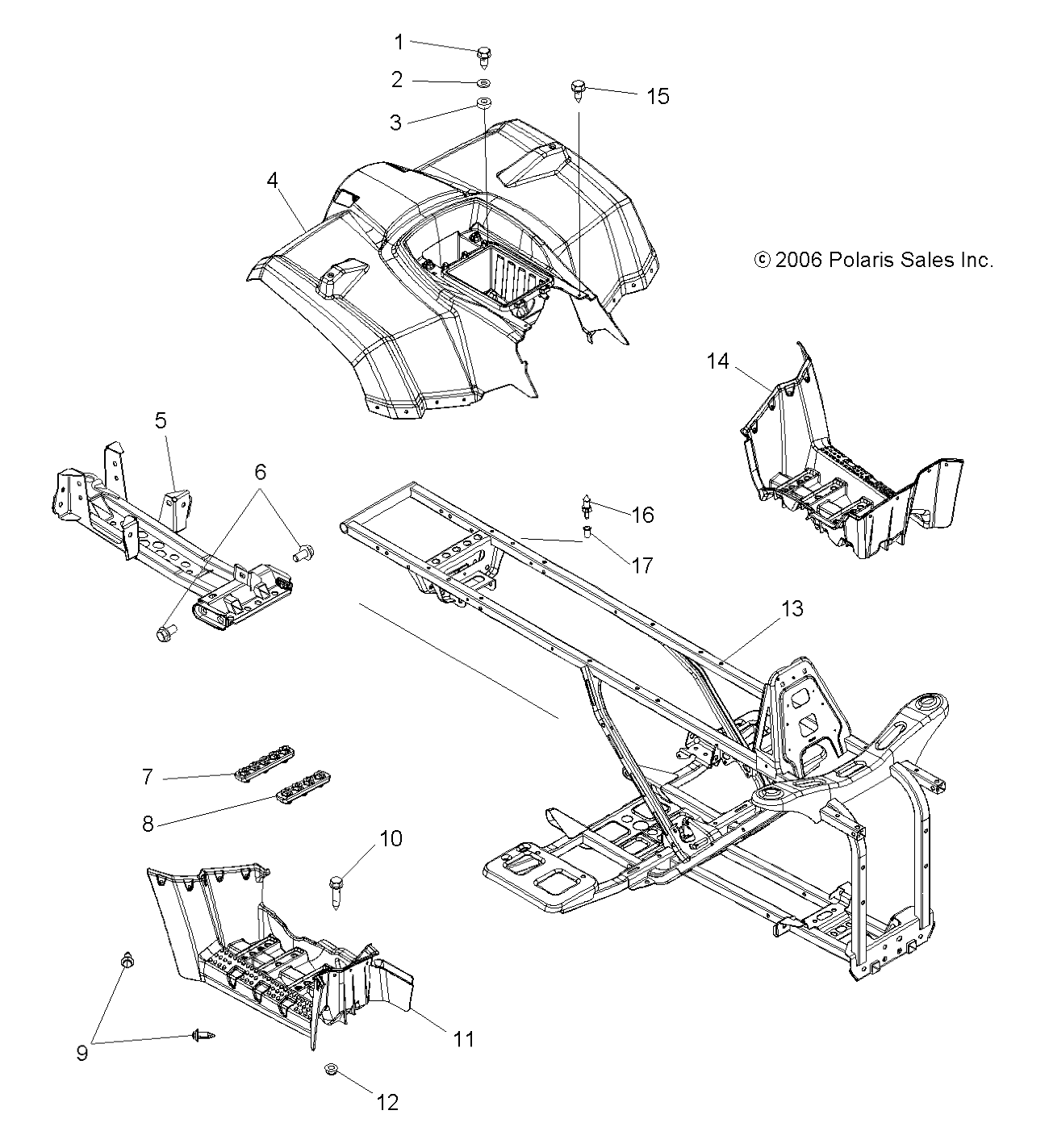 CAB, REAR, FRAME and FOOTWELLS - A07LB27AA/AC/LH27AA/AB/AC/AD/AL (49ATVCABRR07HAWK)