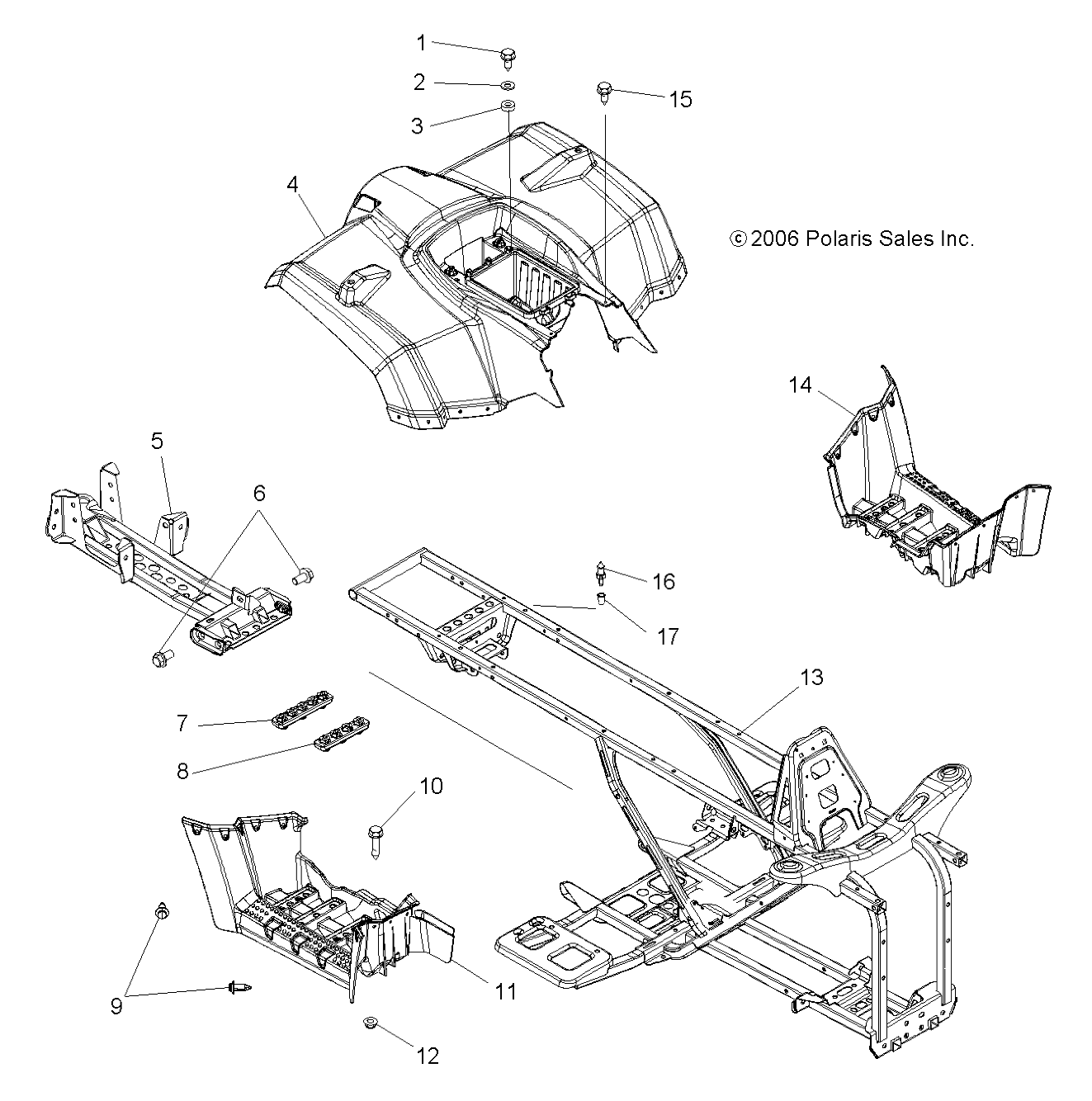 CAB, REAR, FRAME, and FOOTWELLS - A07LB27FA/LH27FB (49ATVCABRR07HAWKI)