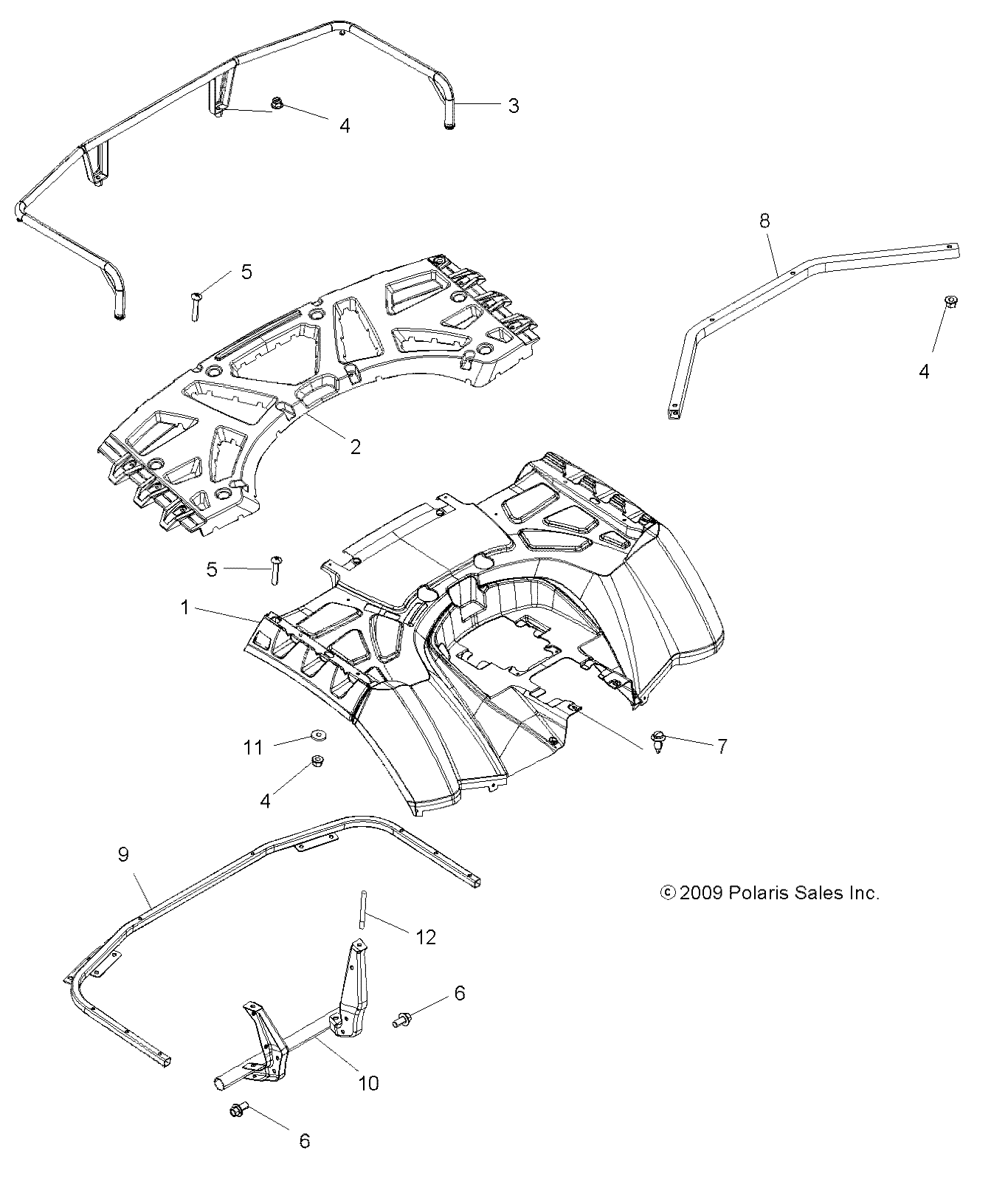 BODY, REAR CAB and REAR RACK - A09ZN85/8X ALL OPTIONS (49ATVCABRR09SPXP850)