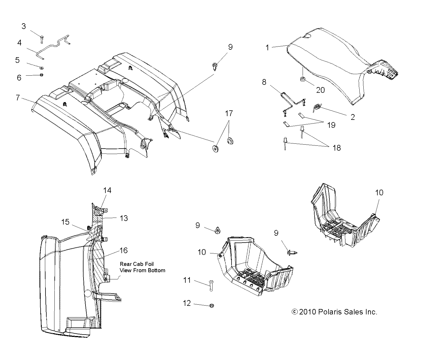 BODY, REAR CAB, SEAT and FOOTWELLS - A13MB46TH (49ATVCABRR11SP500)