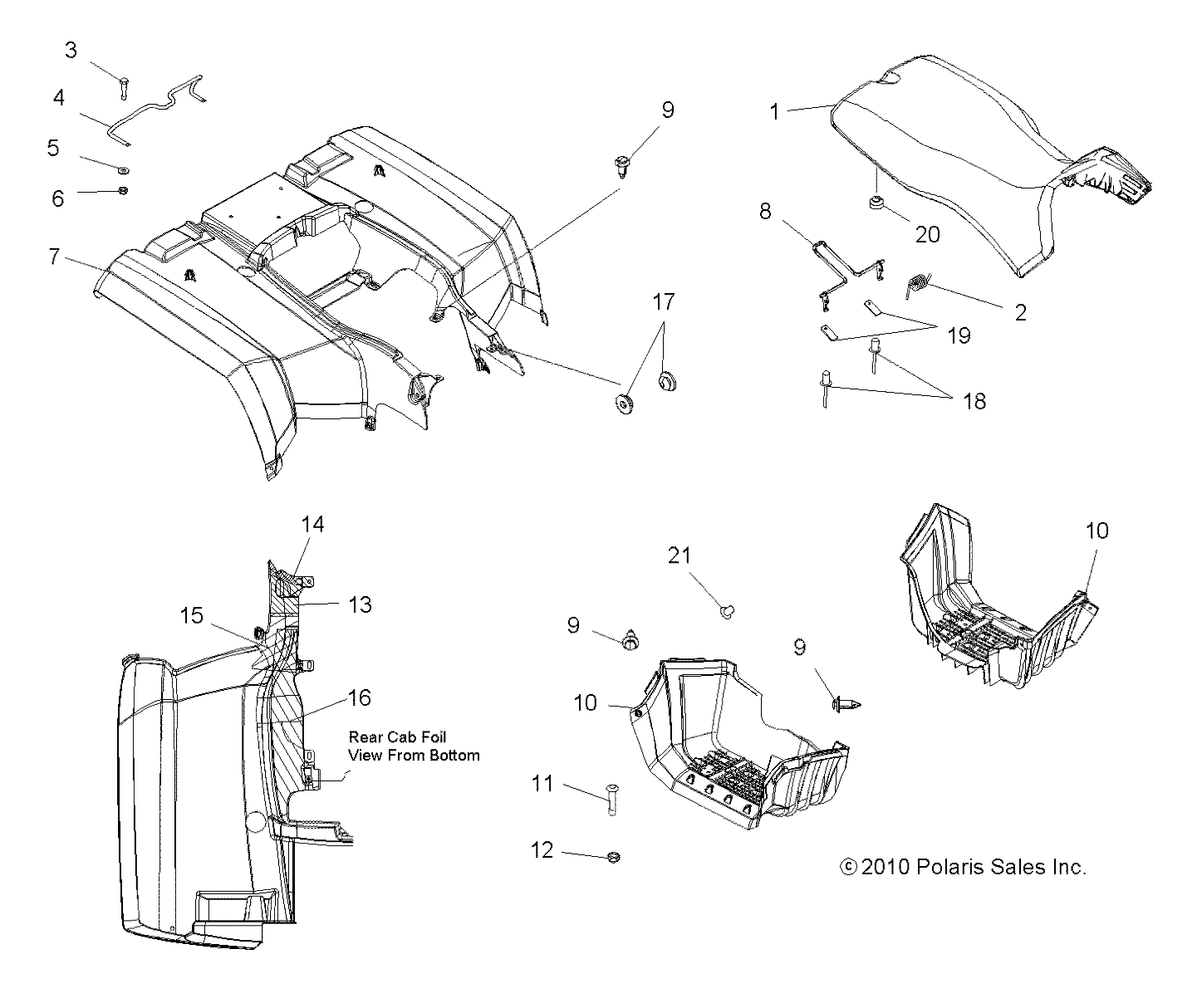 BODY, REAR CAB, SEAT and FOOTWELLS - A12MH76AD/AX/AZ (49ATVCABRR11SP800)