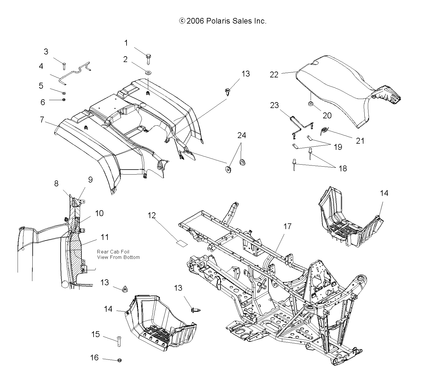 CAB, REAR, SEAT and FRAME - A07MH50AB/AL/AQ/AX/AY/AZ/MN50AF/AN/AT/AY (49ATVCABRR500EFI)