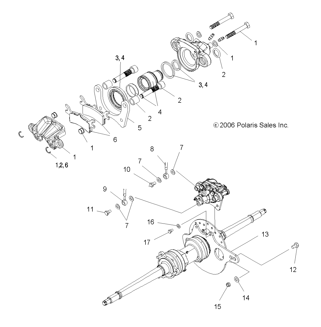 BRAKE, CALIPER MOUNTING, REAR - A07CA32AA (49ATVCALIPERBOSS)