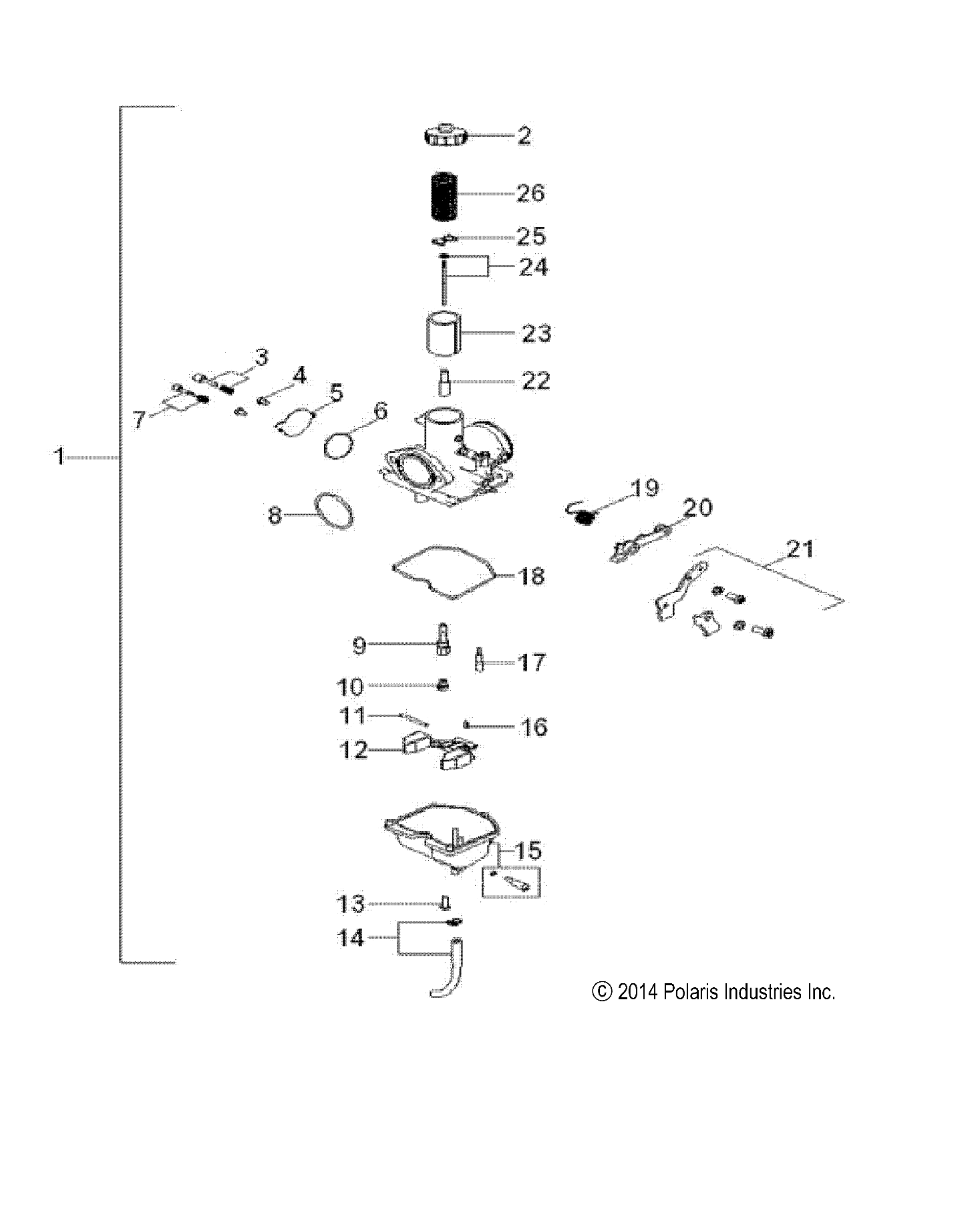 ENGINE, CARBURETOR - A21YAP20A4/CA4 (49ATVCARB15PHX)