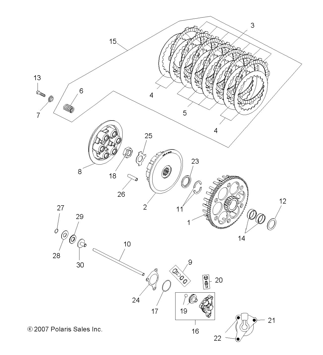 ENGINE, CLUTCH - A08GJ52AA/AB/AC (49ATVCLUTCH07OUT525)