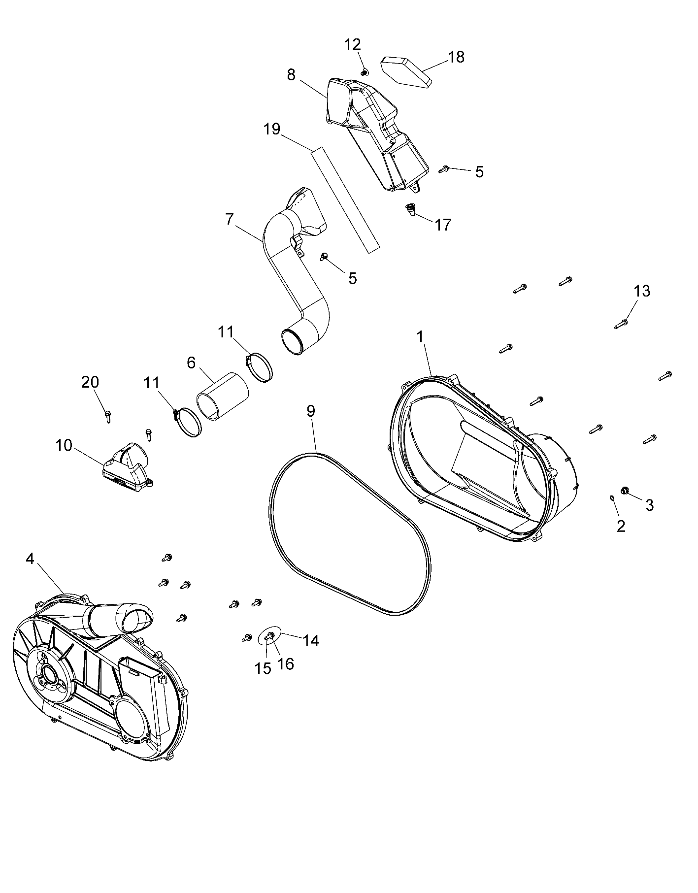 DRIVE TRAIN, CLUTCH COVER AND DUCTING - A15DAA57EJ/EH/EEK (49ATVCLUTCHCVR15ACE570)