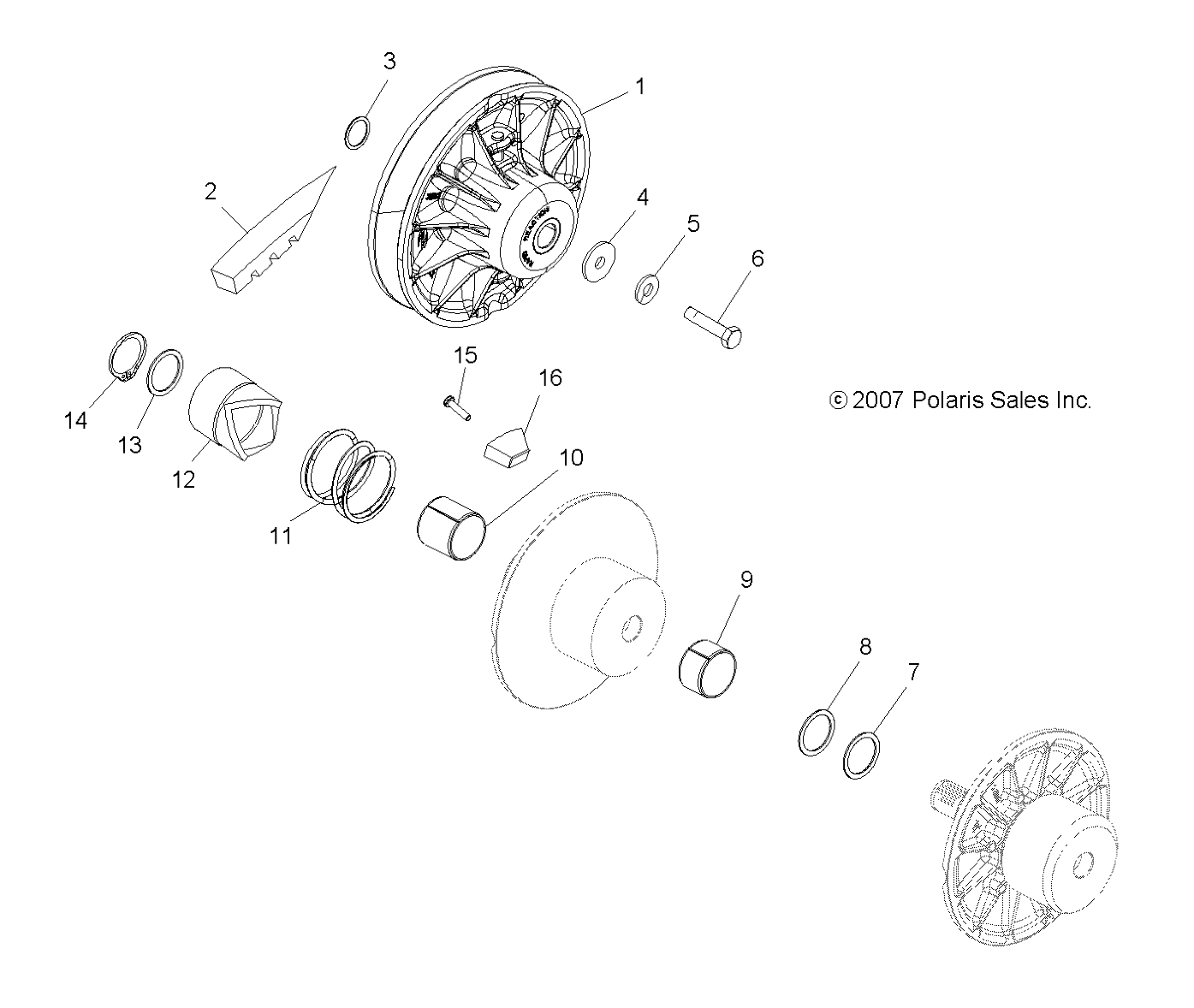 DRIVE TRAIN, SECONDARY CLUTCH - A08CL50AA (49ATVCLUTCHDRIVEN086X6)