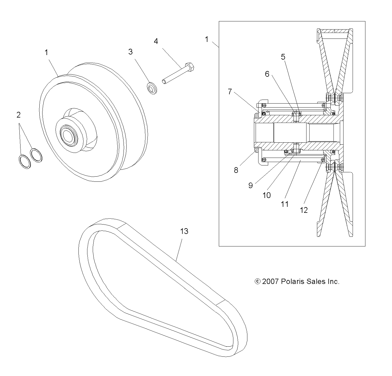 DRIVE TRAIN, SECONDARY CLUTCH - A11LB27AA (49ATVCLUTCHDRIVEN08SP300)