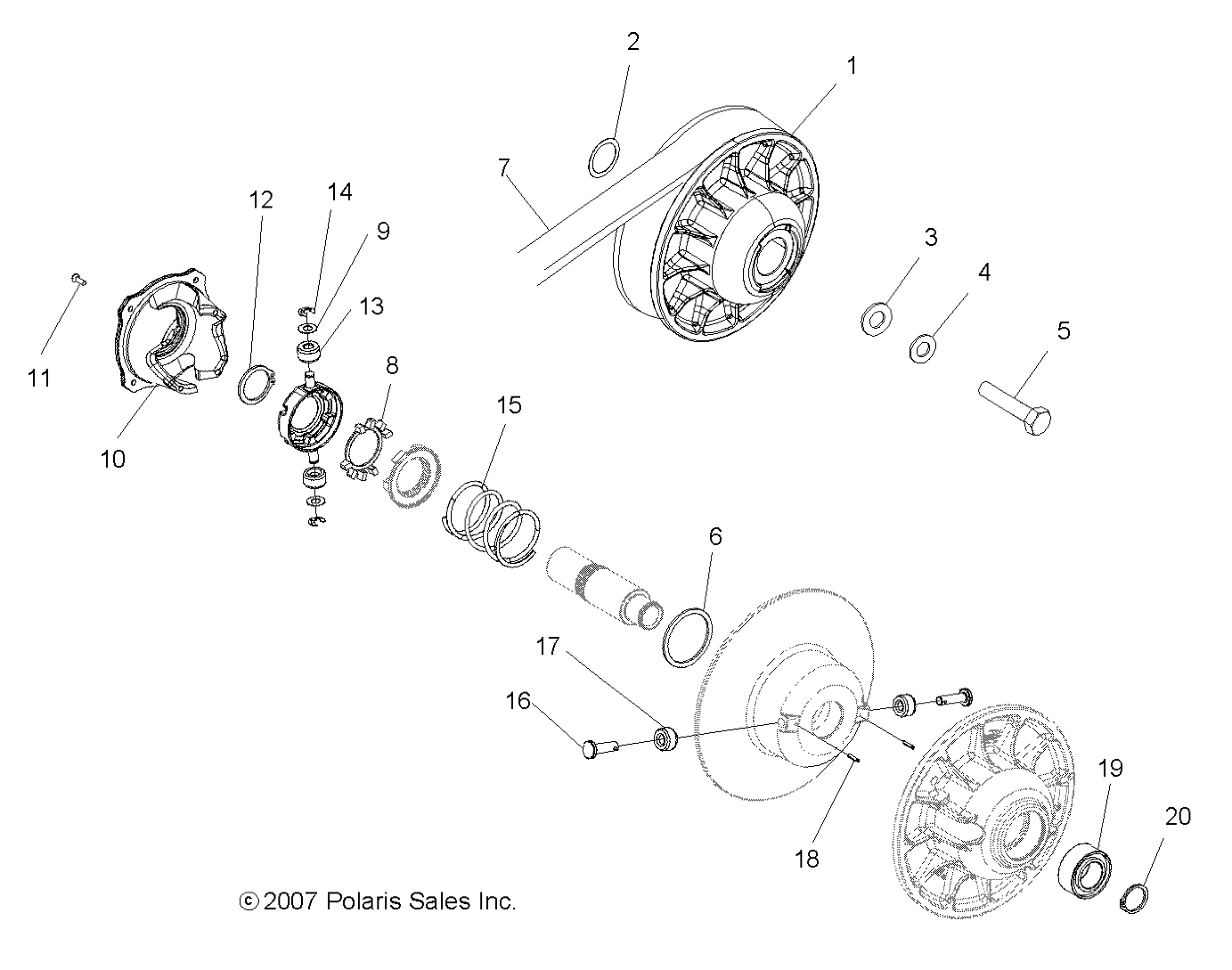 DRIVE TRAIN, SECONDARY CLUTCH - A11CF76AA (49ATVCLUTCHDRIVEN08SP500EFI)