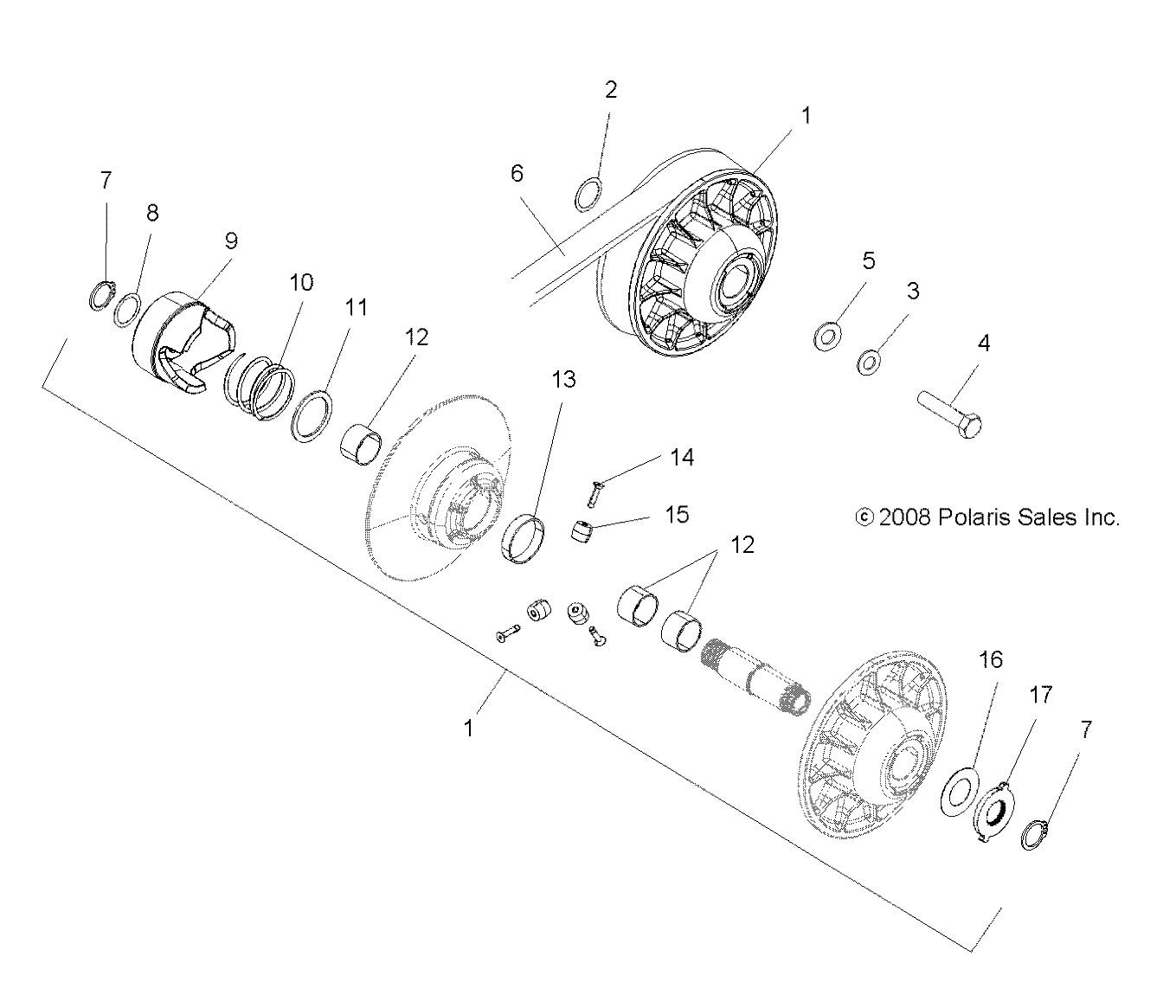 DRIVE TRAIN, SECONDARY CLUTCH - A09MN50ET (49ATVCLUTCHDRIVEN09SP500TR)