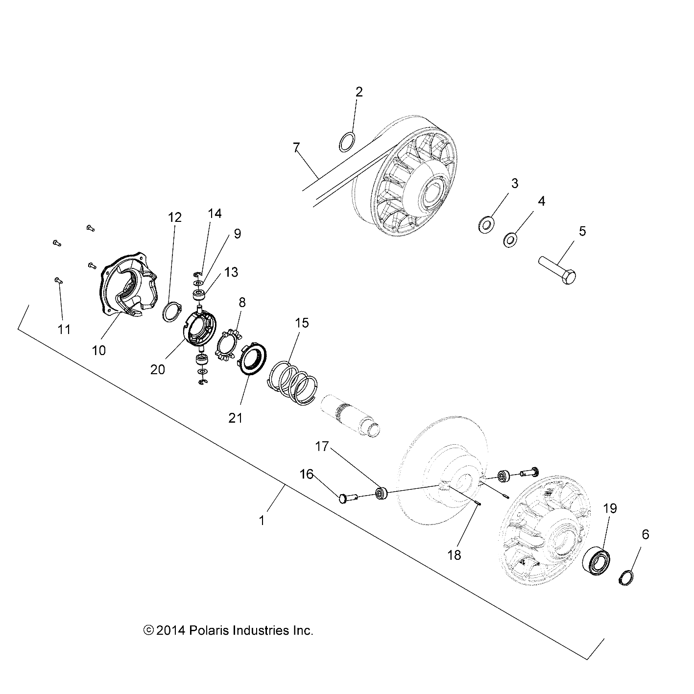 DRIVE TRAIN, SECONDARY CLUTCH - A20SEE57K1 (49ATVCLUTCHDRIVEN1323248)