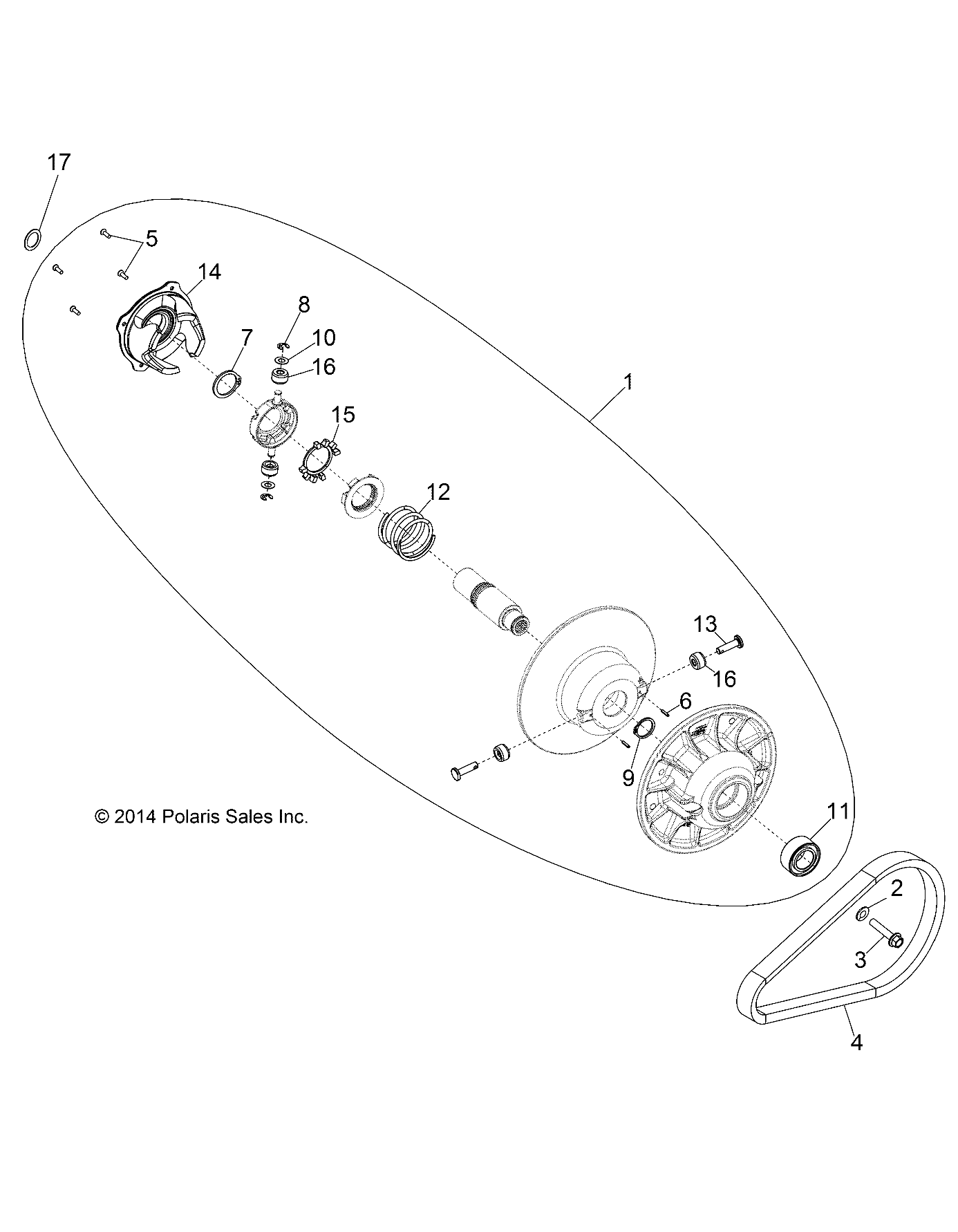 DRIVE TRAIN, SECONDARY CLUTCH - A15DAE57AK (49ATVCLUTCHDRIVEN1323286)