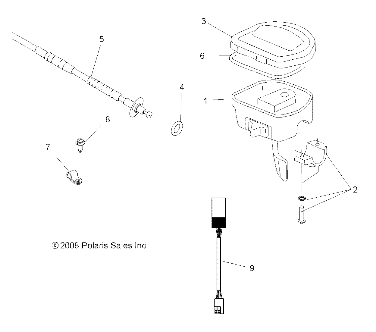 STEERING, CONTROLS and THROTTLE ASM. and CABLE - A08MN76AF/AL/AQ/AR/AS/AT/AX (49ATVCONTROLS08SP800)