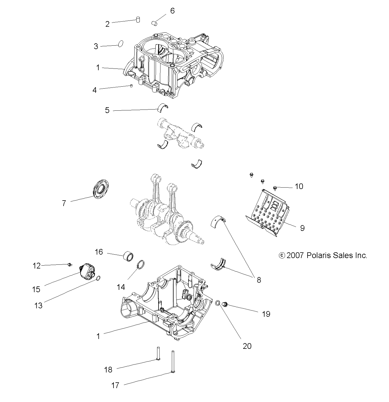 ENGINE, CRANKCASE - A14CF76AA (49ATVCRANKCASE08SP800EFI)