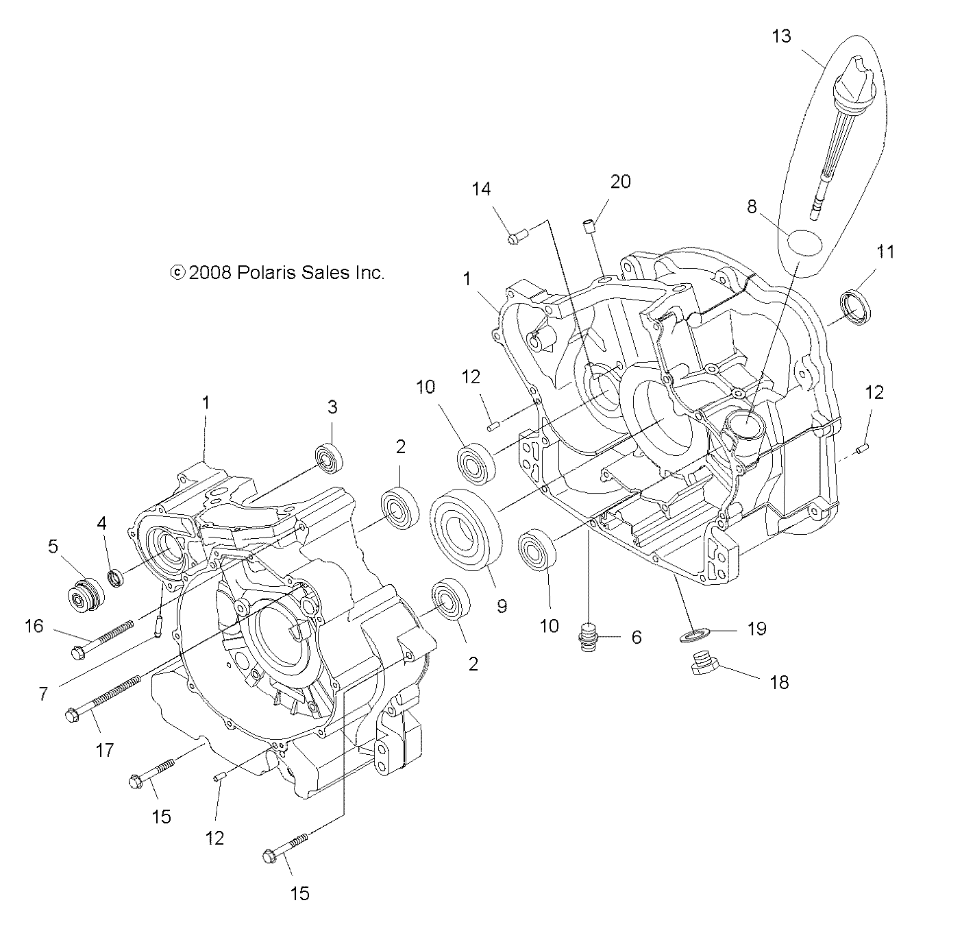 ENGINE, CRANKCASE - A14DN5EAH/EAR (49ATVCRANKCASE09SPXP550)