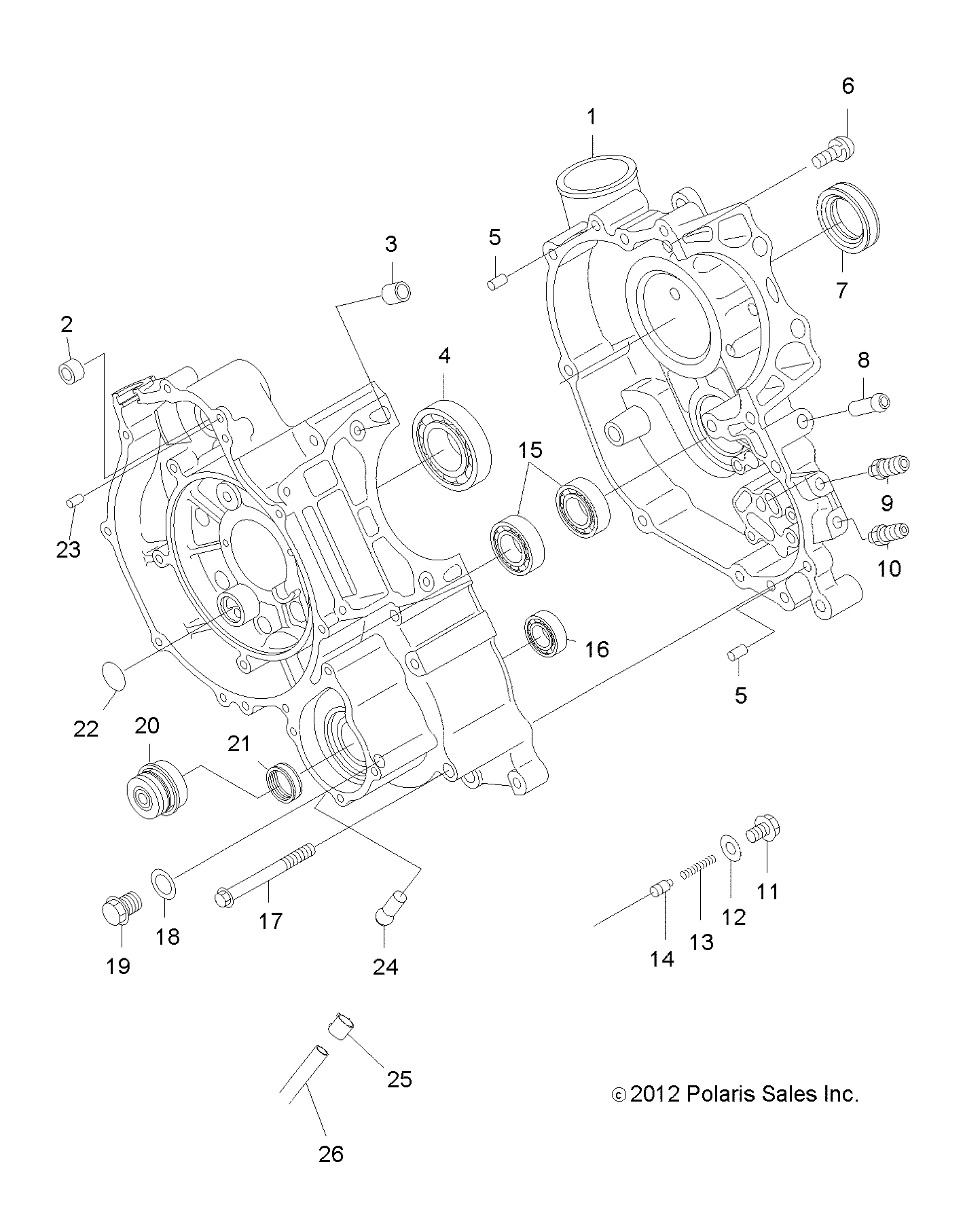 ENGINE, CRANKCASE - A12MH50FF/FX/FY (49ATVCRANKCASE12SP500)