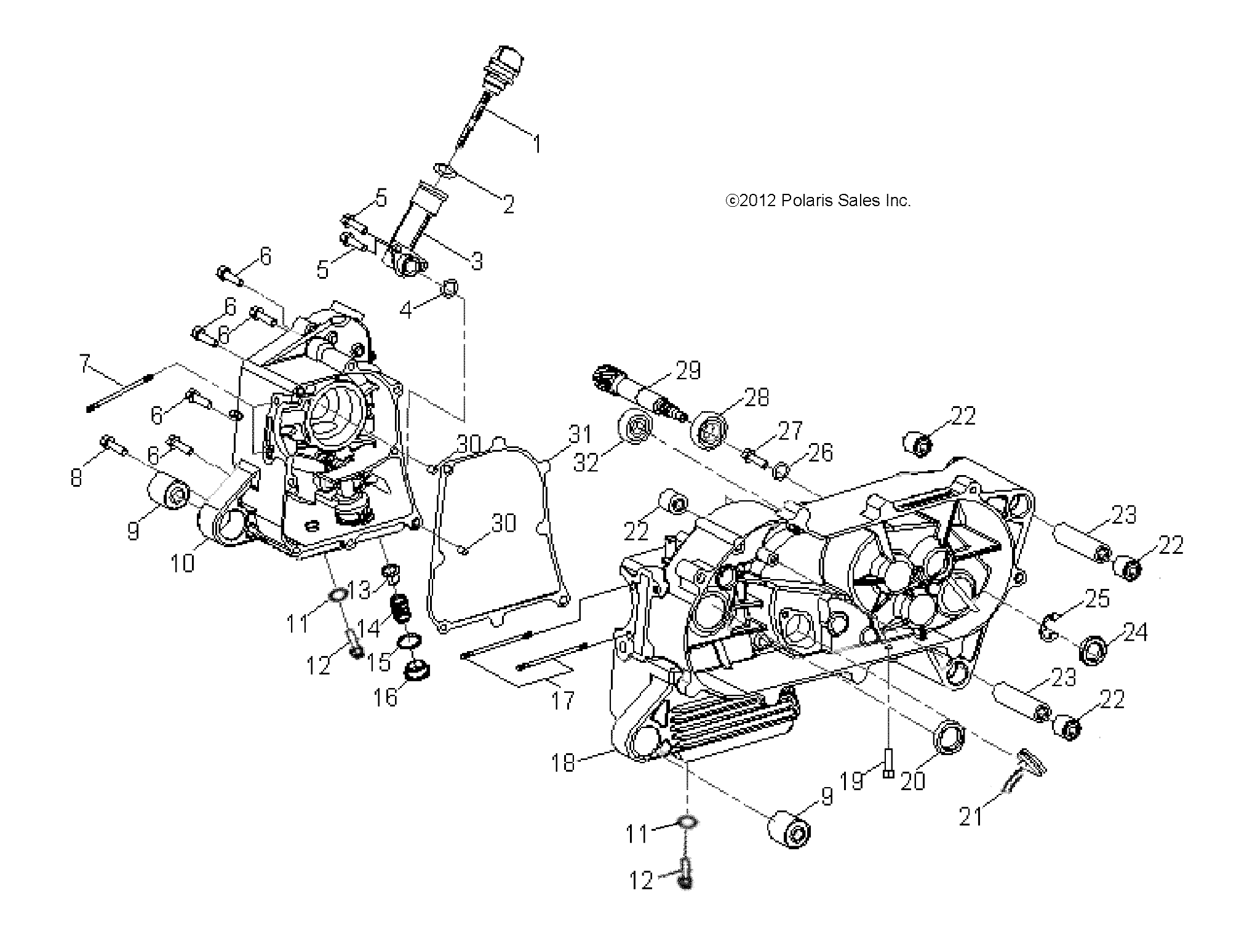 ENGINE, CRANKCASE - A16YAK05AD/AF (49ATVCRANKCASE13OUT50)