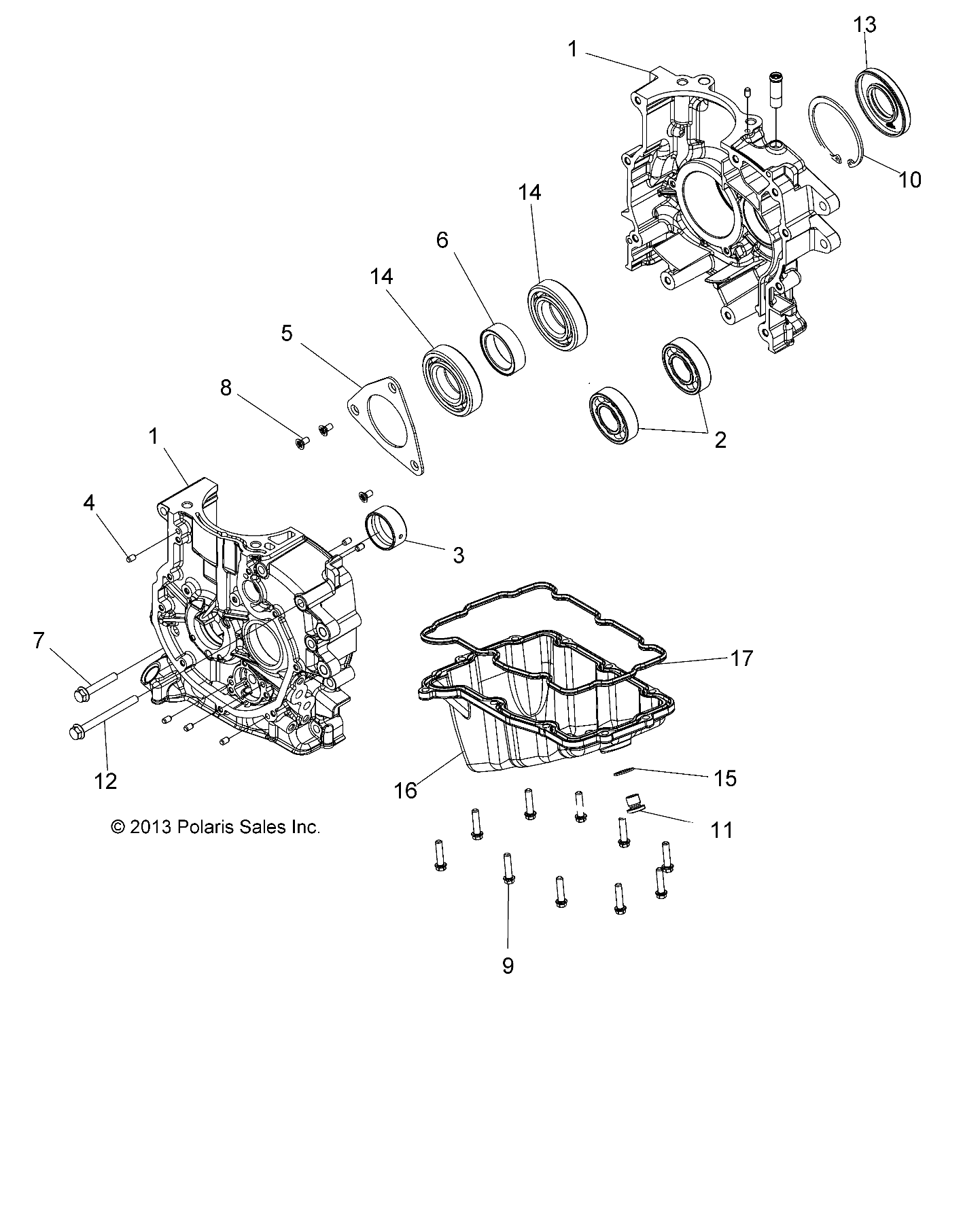 ENGINE, CRANKCASE - A14MX5ETH (49ATVCRANKCASE14SP570)