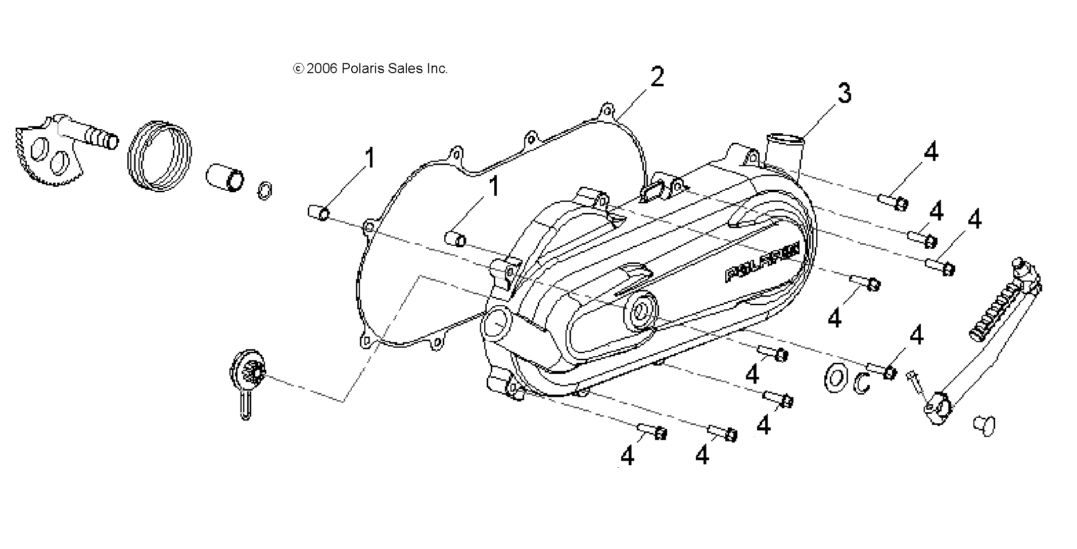 ENGINE, CRANKCASE COVER, LH - A08FA09AA/AB/AC (49ATVCRANKCASECVRLH07OTLW90)