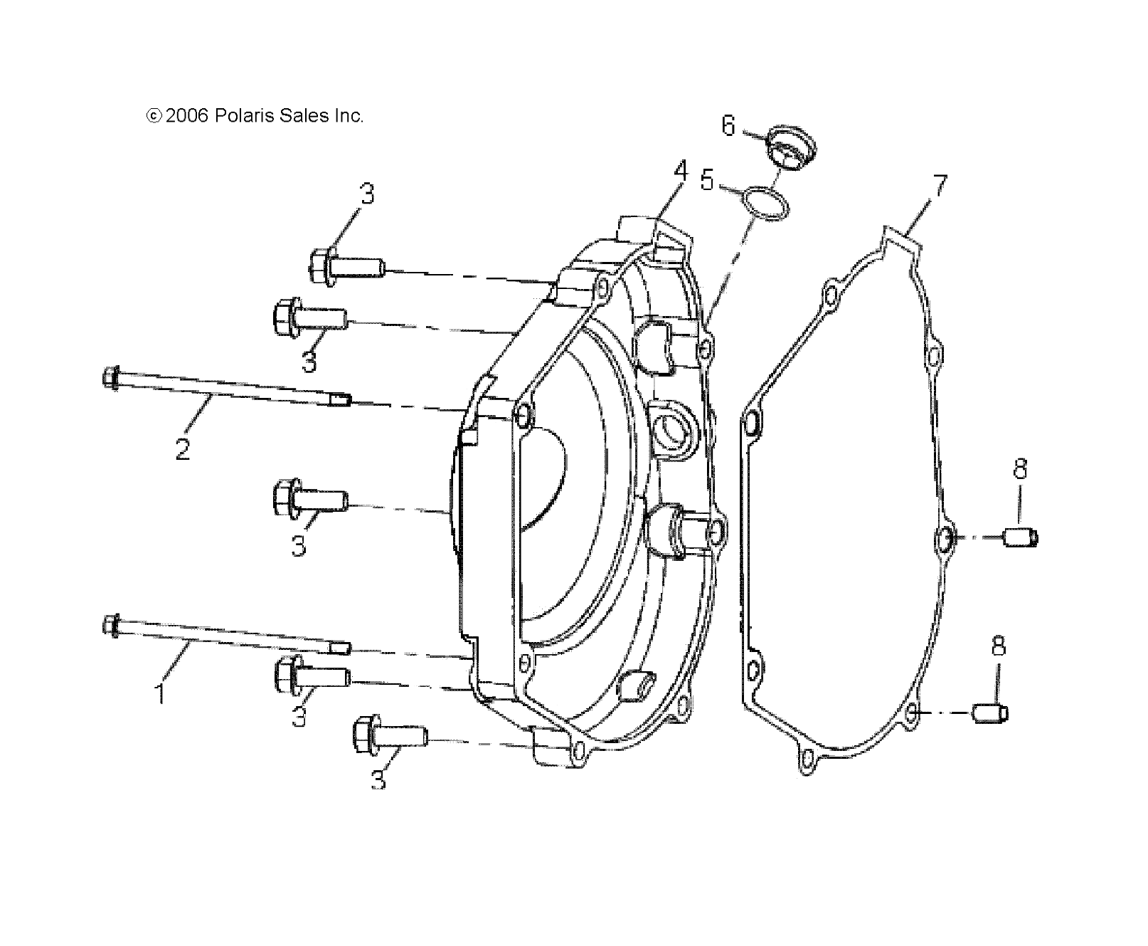 ENGINE, CRANKCASE COVER, RH - A24YAF11B5 (49ATVCRANKCASECVRRH07OTLW90)