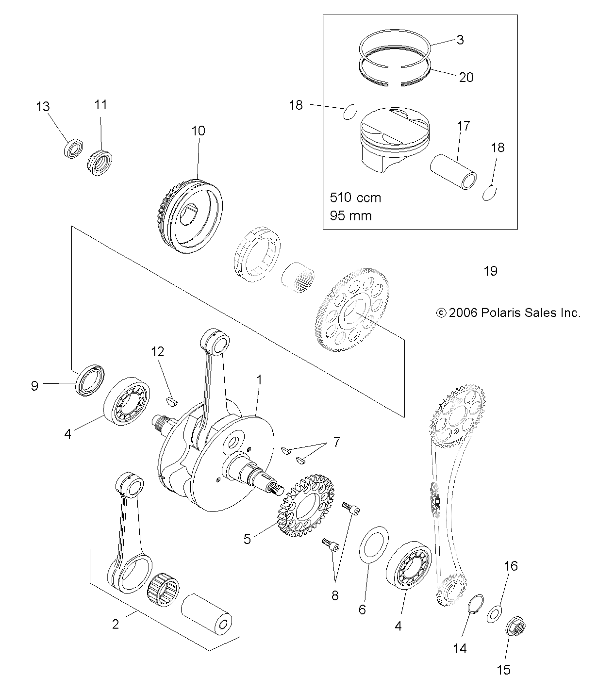 ENGINE, CRANKSHAFT and PISTON - A08GP52AA (49ATVCRANKSHAFT07OUT525)