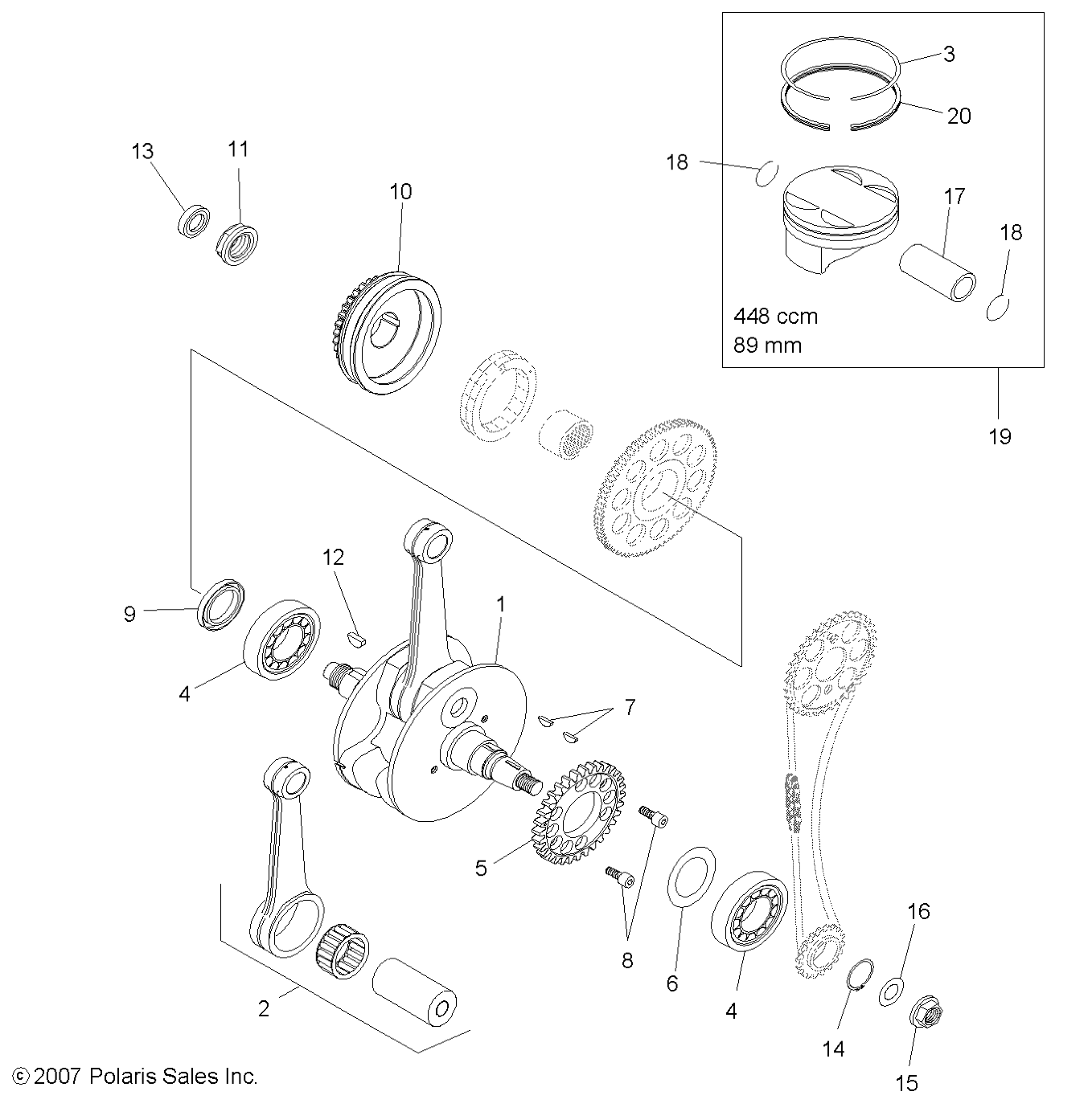 ENGINE, CRANKSHAFT and PISTON - A08GJ45AA (49ATVCRANKSHAFT08OUT450S)