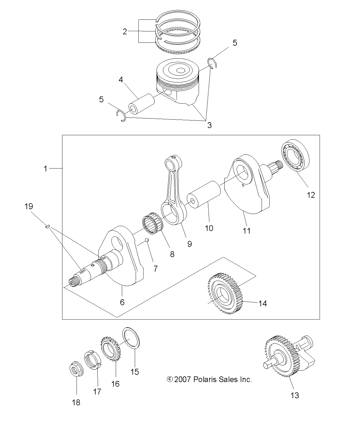 ENGINE, CRANKSHAFT and PISTON - A08LB27AA (49ATVCRANKSHAFT08SP300)