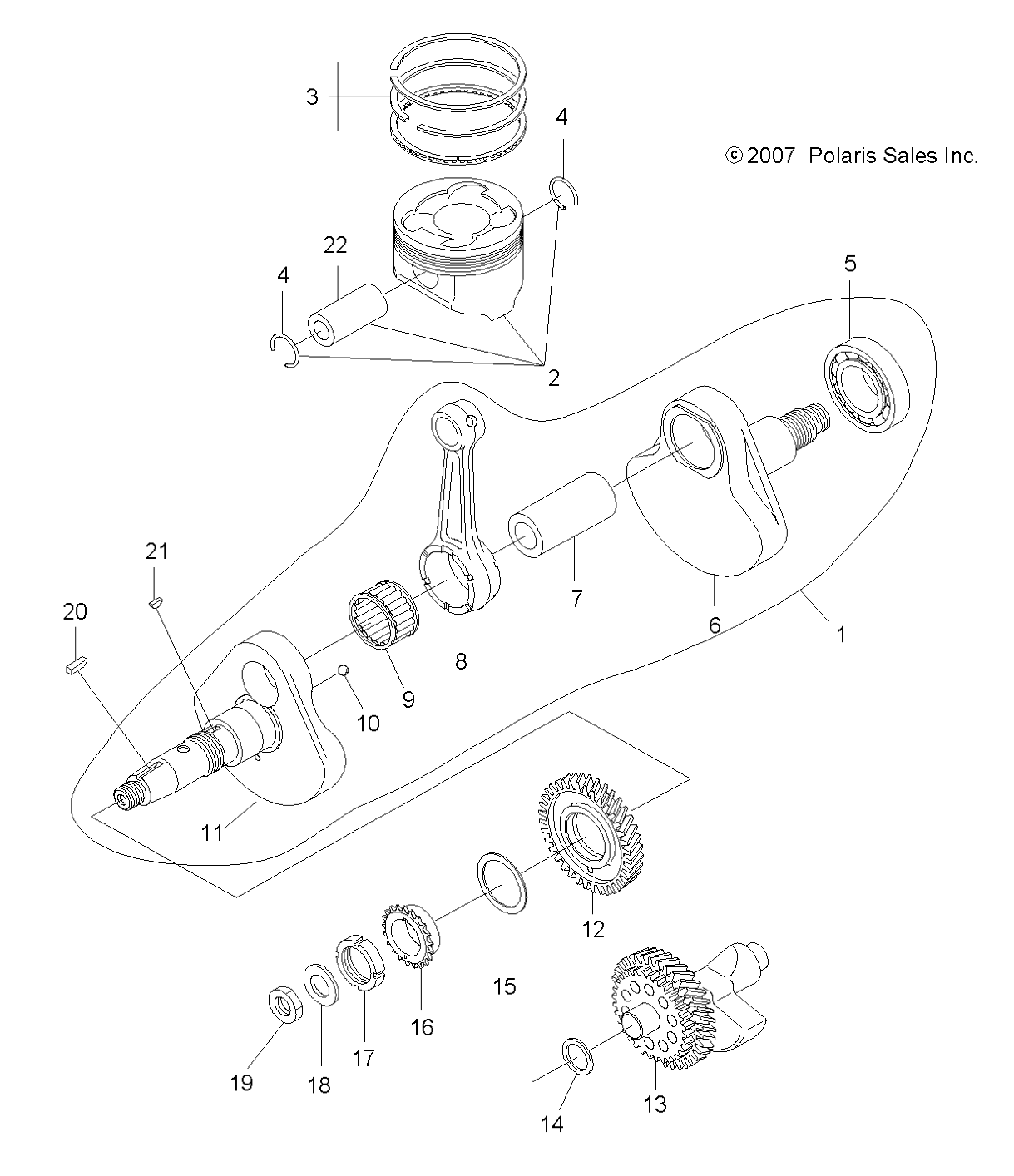 ENGINE, CRANKSHAFT and PISTON - A09LH46AQ/AX/AZ (49ATVCRANKSHAFT08SP400)