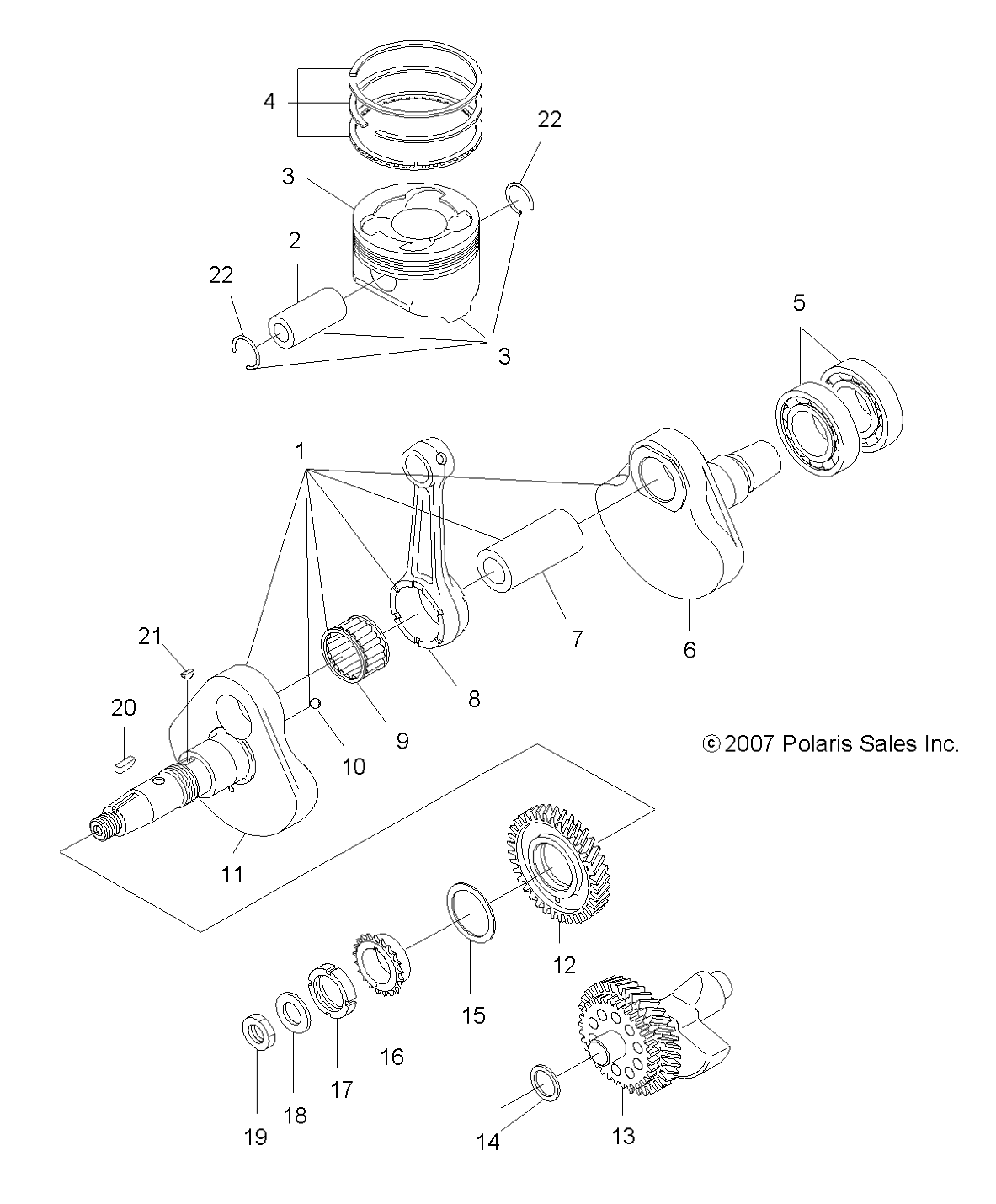 ENGINE, CRANKSHAFT and PISTON - A12MH50FF/FX/FY (49ATVCRANKSHAFT08SP500)