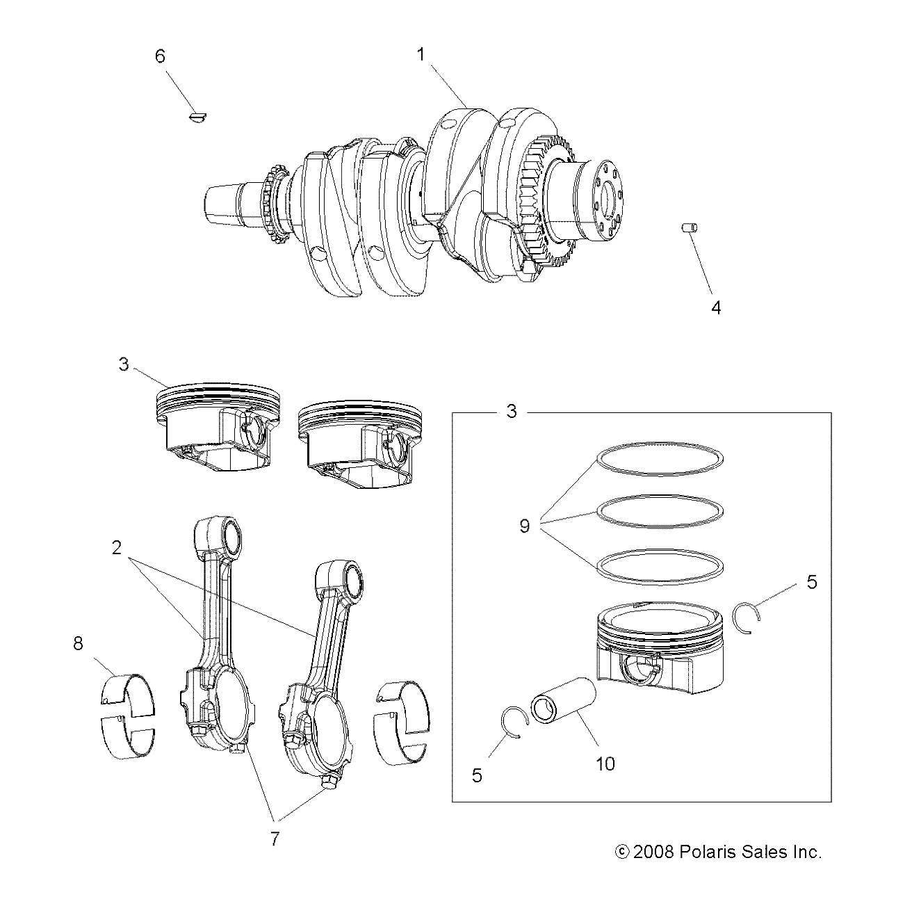 ENGINE, CRANKSHAFT and PISTON - A09ZN8X ALL OPTIONS (49ATVCRANKSHAFT09SPXP850)