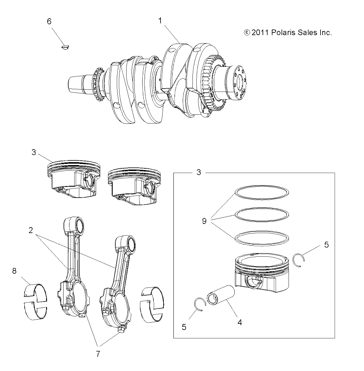 ENGINE, CRANKSHAFT and PISTON - A13GH85AJ/EAK (49ATVCRANKSHAFT12SPTRGEPS850)